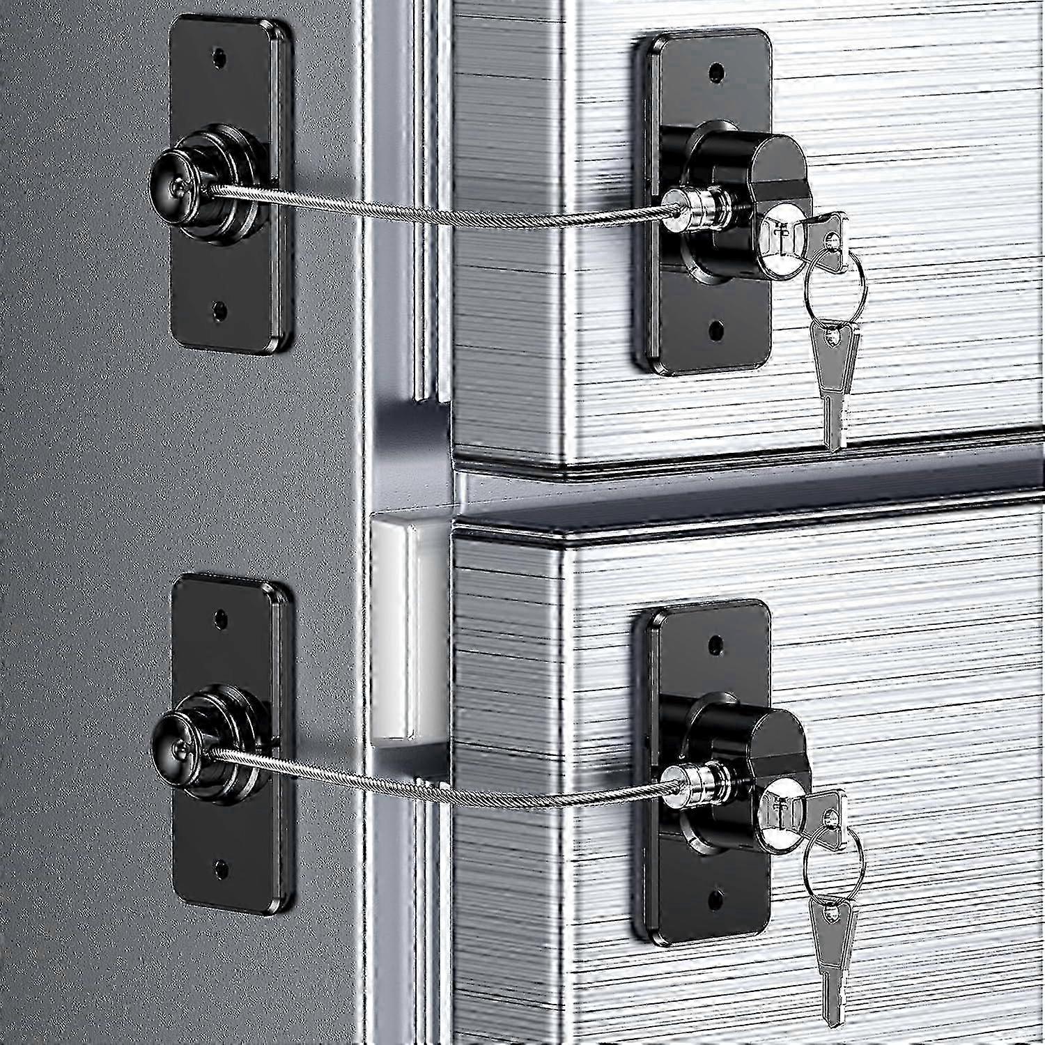 2025 2 Pack Refrigerator Door Lock with Adhesive, No Tools Required, Child Proof