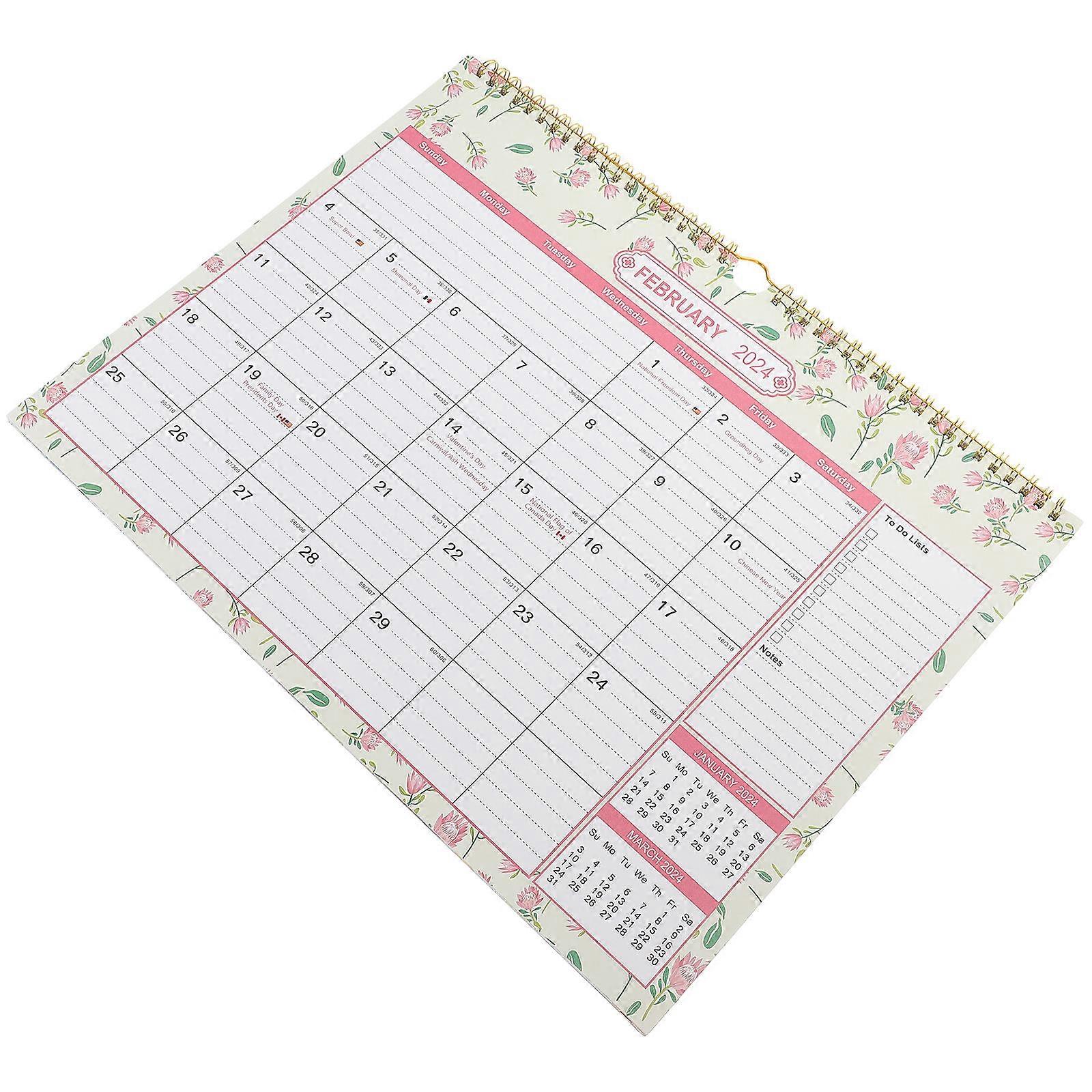 Hanging Wall Calendar Countdown Note-taking Scheduling Rectangular Home Office Multi 38X30CM 1Set