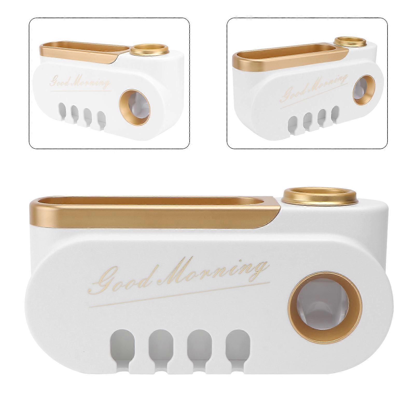 White ABS Bathroom Wall Rack SelfAdhesive Storage Shelf for Toothbrush and Toothpaste 1pc