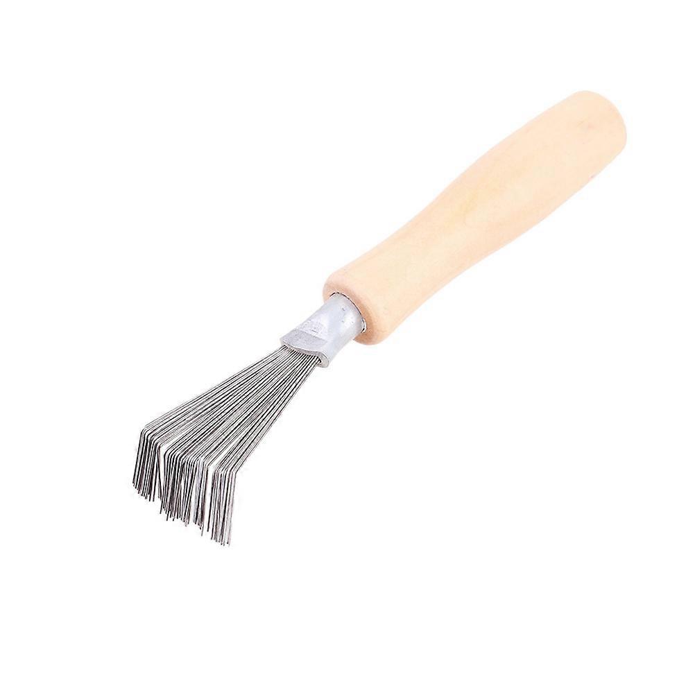 Wooden Handle Comb Cleaner for Hair Removal Tool with Metal Claws for Salon and Home Use Light