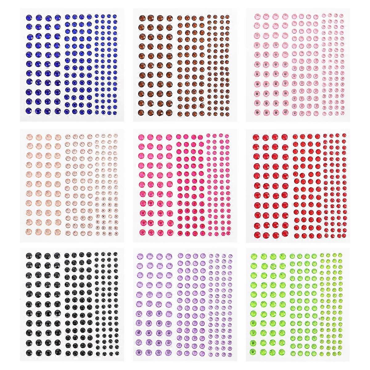 DIY Acrylic Stickers for Decoration Assorted Color Fashionable and Beautiful 9 Sheets