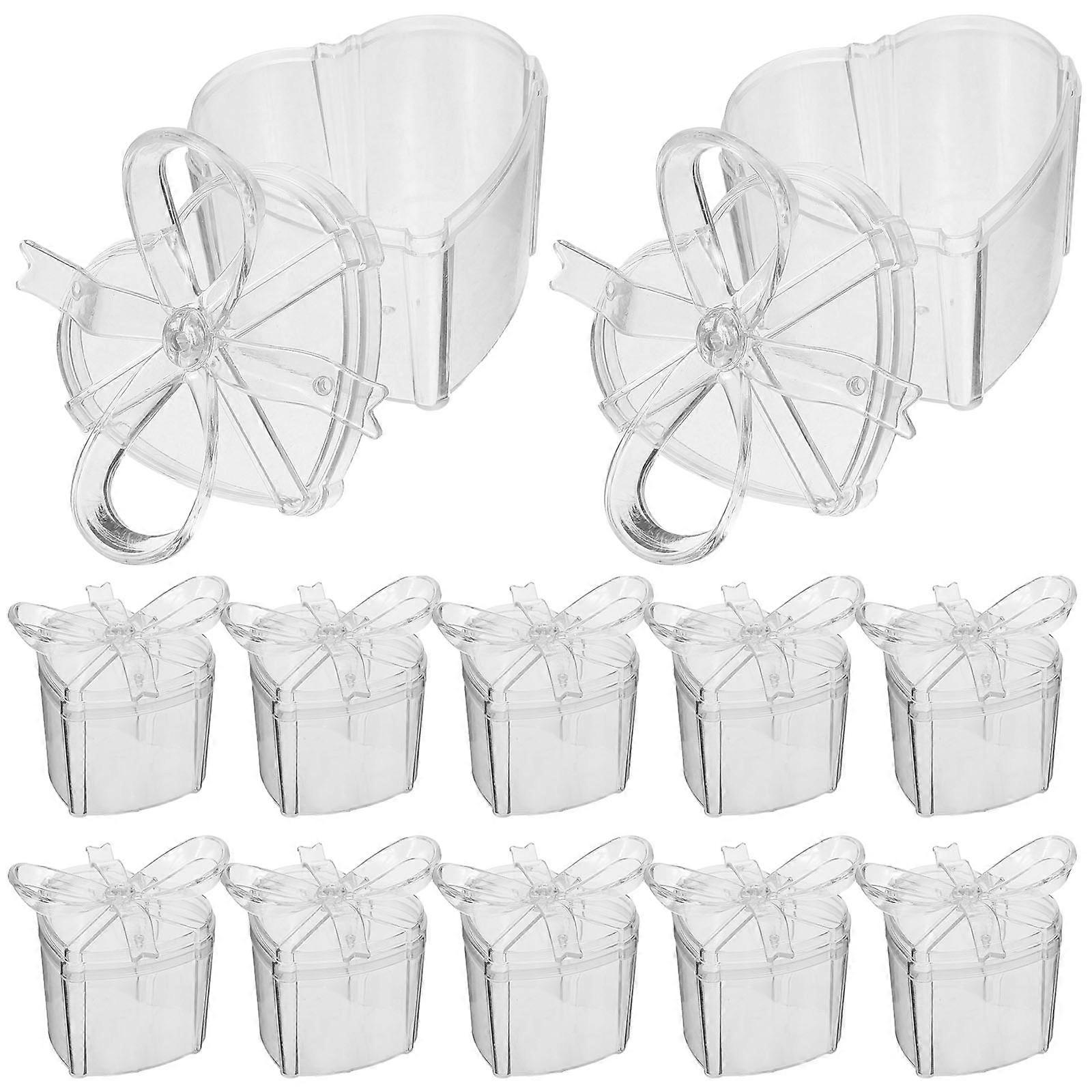 Boîtes de bonbons en forme de cœur transparent (12 pièces) Porte-friandises durables pour chocolats, biscuits, cadeaux de mariage, emballage cadeau de la Saint-Valentin et de fête