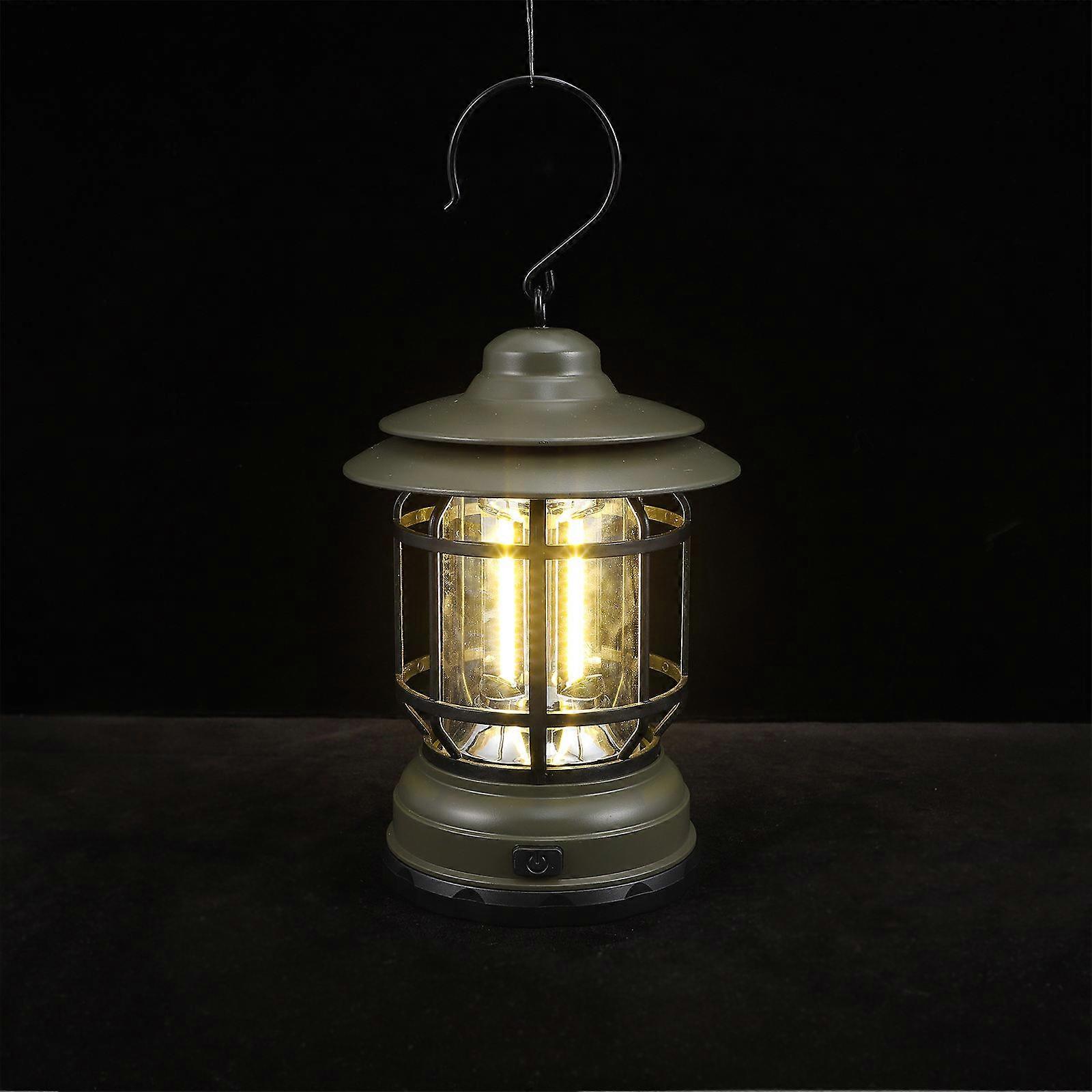 Vintage Camping Light Tent Lamp Round Multi-Function LED Lantern Emergency Lighting 1Set For Outdoor Trips