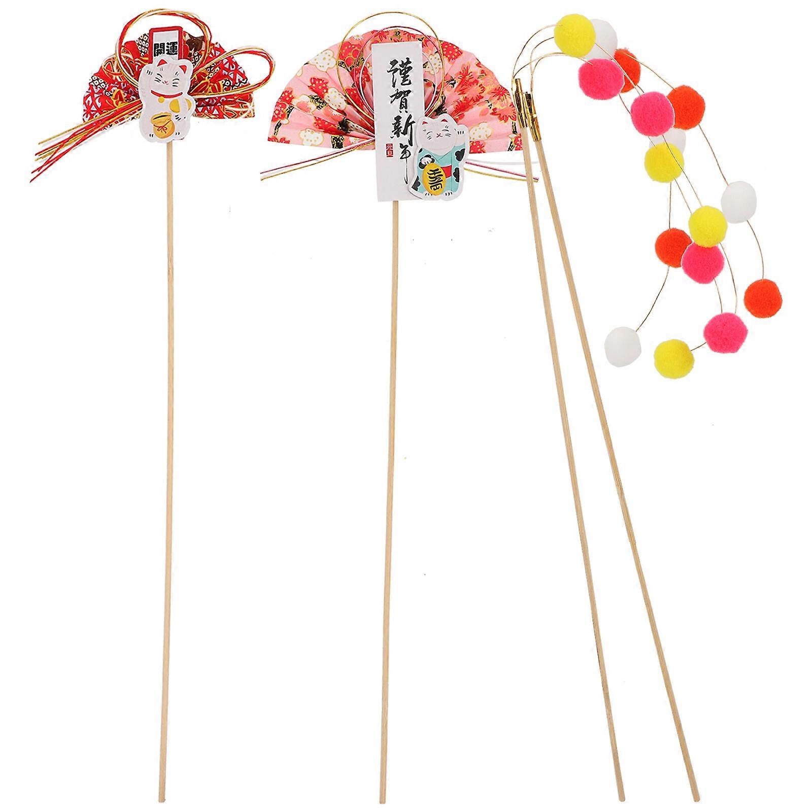 Japanese Style Cake Picks for Decoration with Craft Paper Material Assorted Color 4Pcs