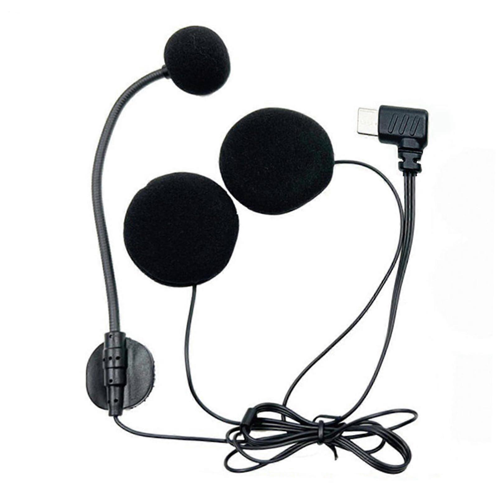 Type C Half Covered Helmet Headset Microphone Omnidirectional for Motorcycle with Double Horn and Single
