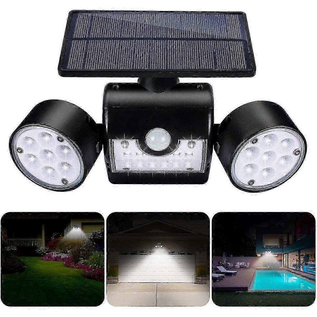 Outdoor Solar Light, Outdoor Solar Wall Light, With 30 Waterproof Dual Head Led Spotlights, 360 Degree Rotation, With Motion Sensor For Garden