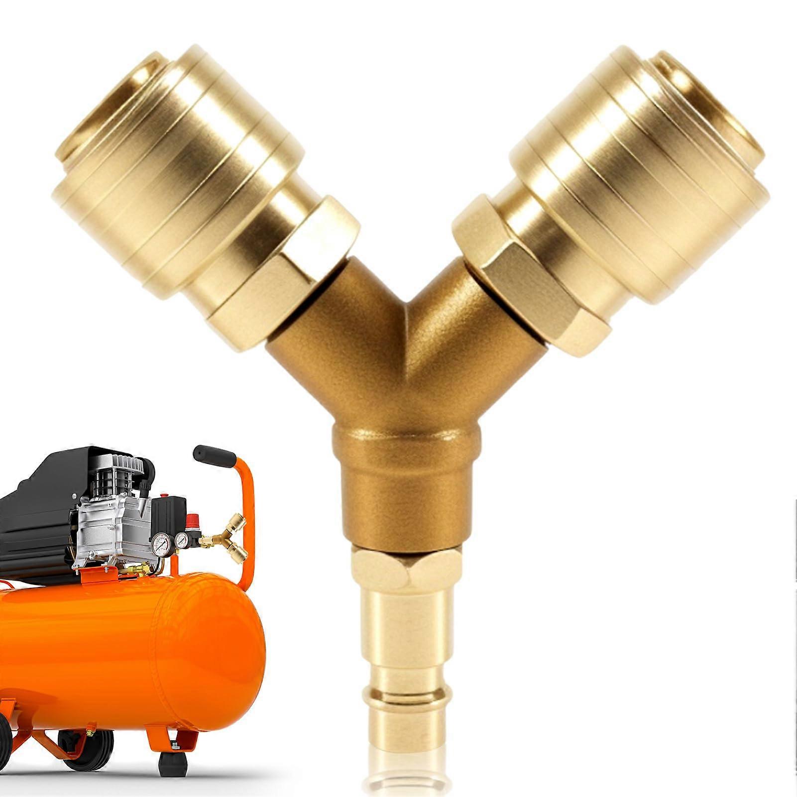 Compressed Air Distributor 2Way with 2 Couplings, 1/4 Inch Quick Coupling