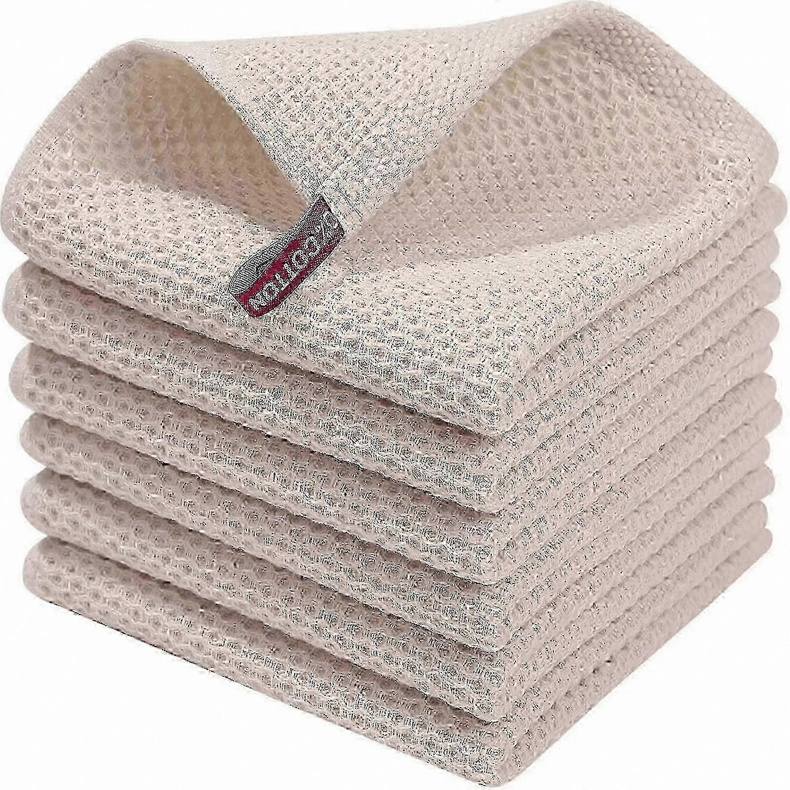 Set of 6 Cotton Terry Towels with Hanging Loop for Kitchen and Dish Drying Use