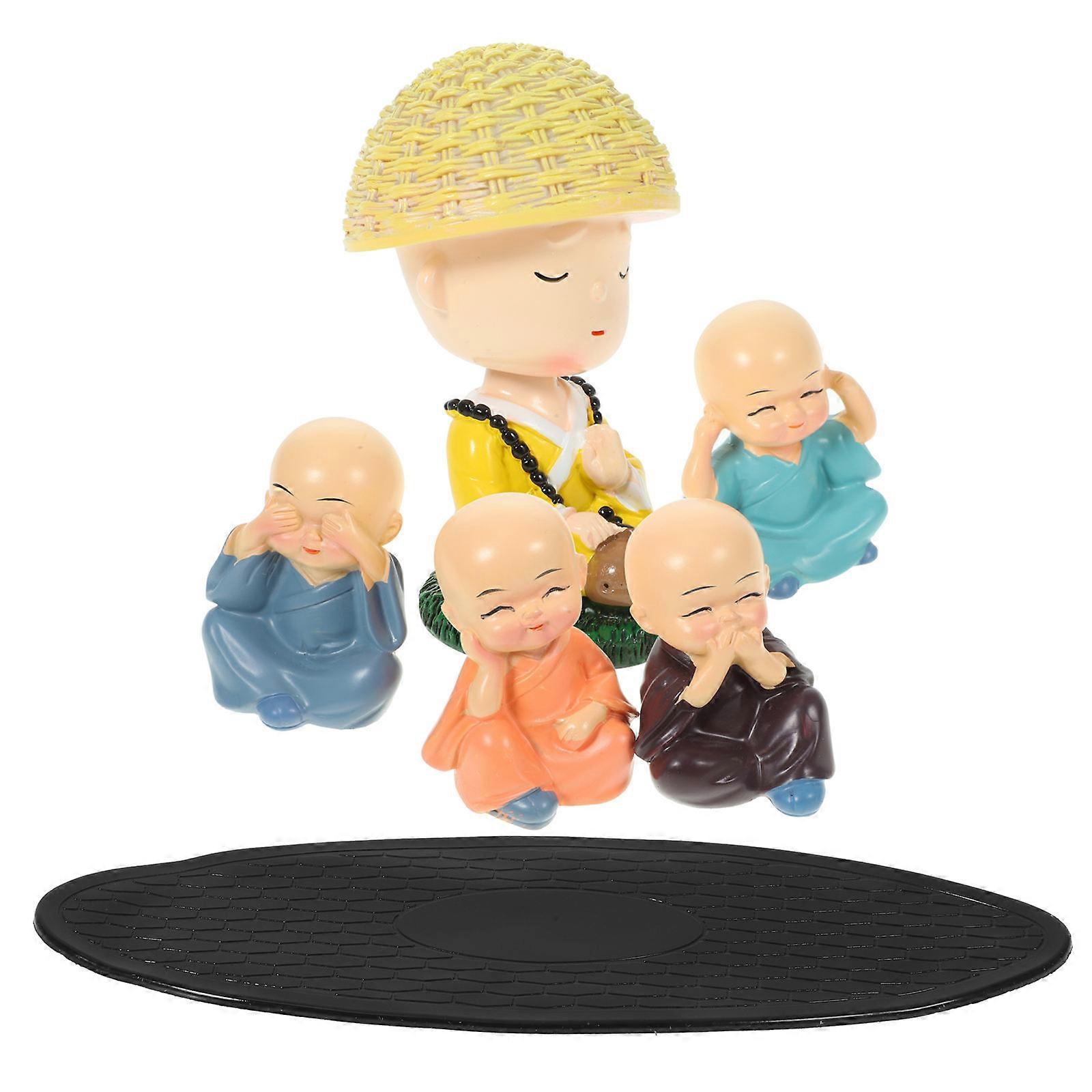 Solar Powered Monk Statue For Car Dashboard Decoration With Compact Size 1 Set