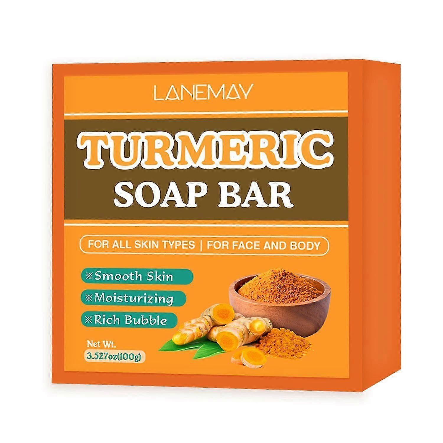 صابون الكركم ، صابون حمض الكوجيك الطبيعي المصنوع يدويا للوجه والجسم ، مزيل الرؤوس السوداء لحب الشباب للون البشرة المتساوي ، محو الترطيب Fine Lin