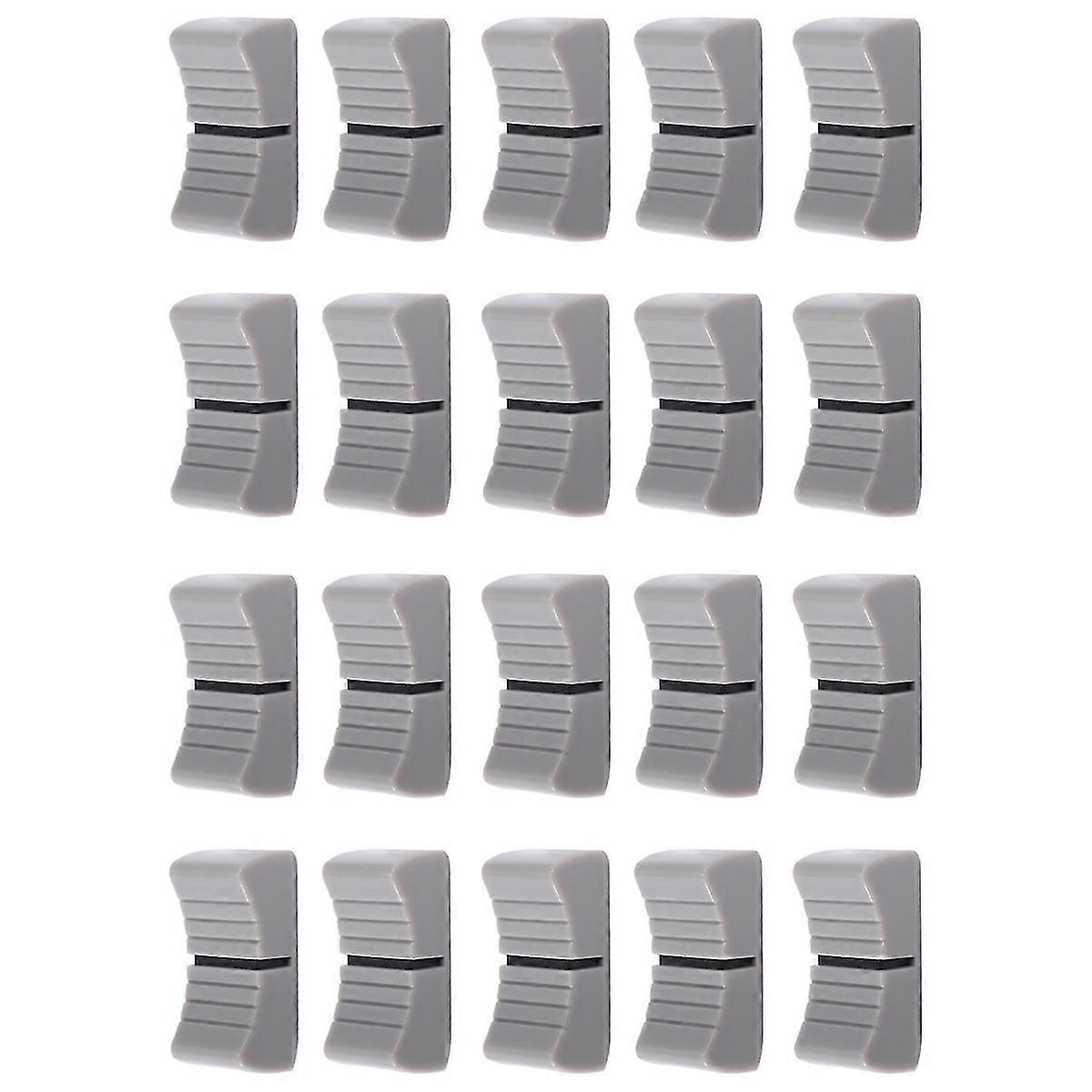 20Pcs 24mmx11mmx10mm Console Mixer Slider Fader Knobs Replacement for Potentiometer Gray Knob Black