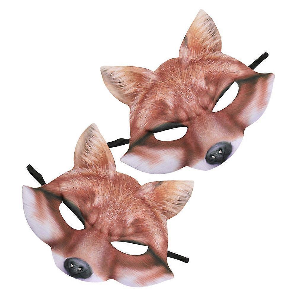 Simulation Fox Mask Designed For Masquerade Ball And Cosplay Event Soft Yellow EVA Texture Sized At 21X21X4CM 2Pcs