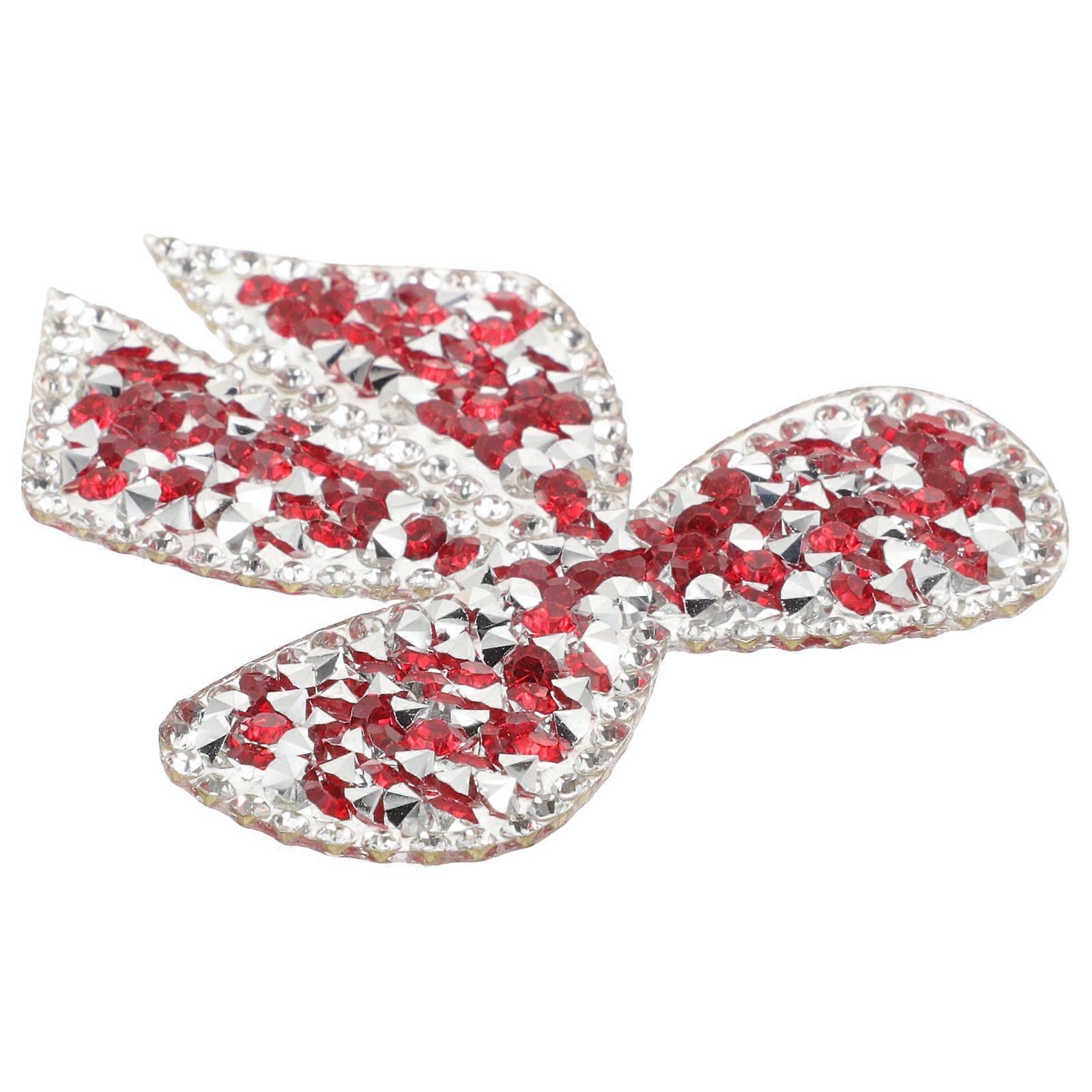 Red Bowknot Embroidered Patch with Hot Melt Glue and Resin for Decorative Use on Clothing