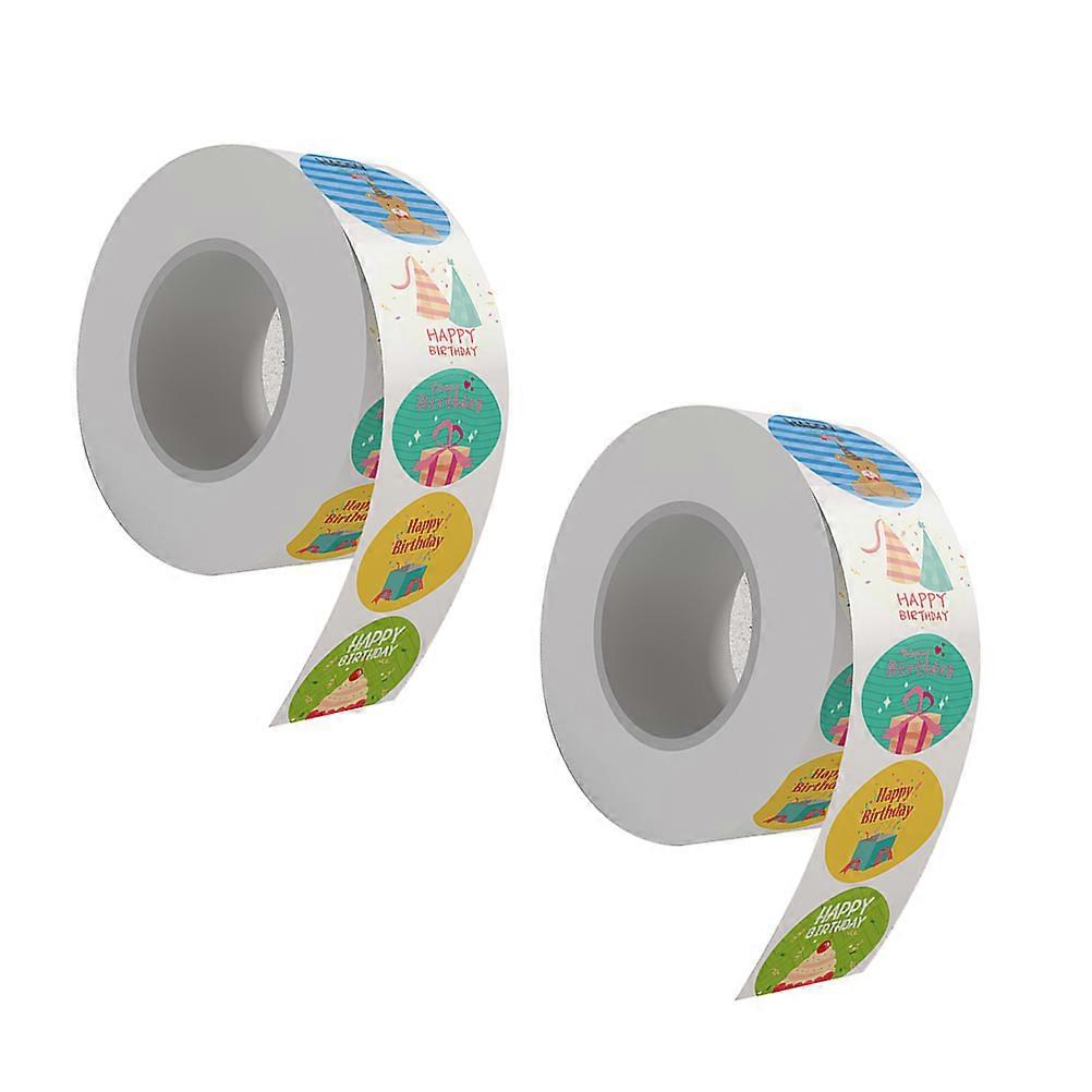 Kawaii Stickers For Birthday Parties 2 Rolls Assorted Color Round Sealing Stickers For Gifts