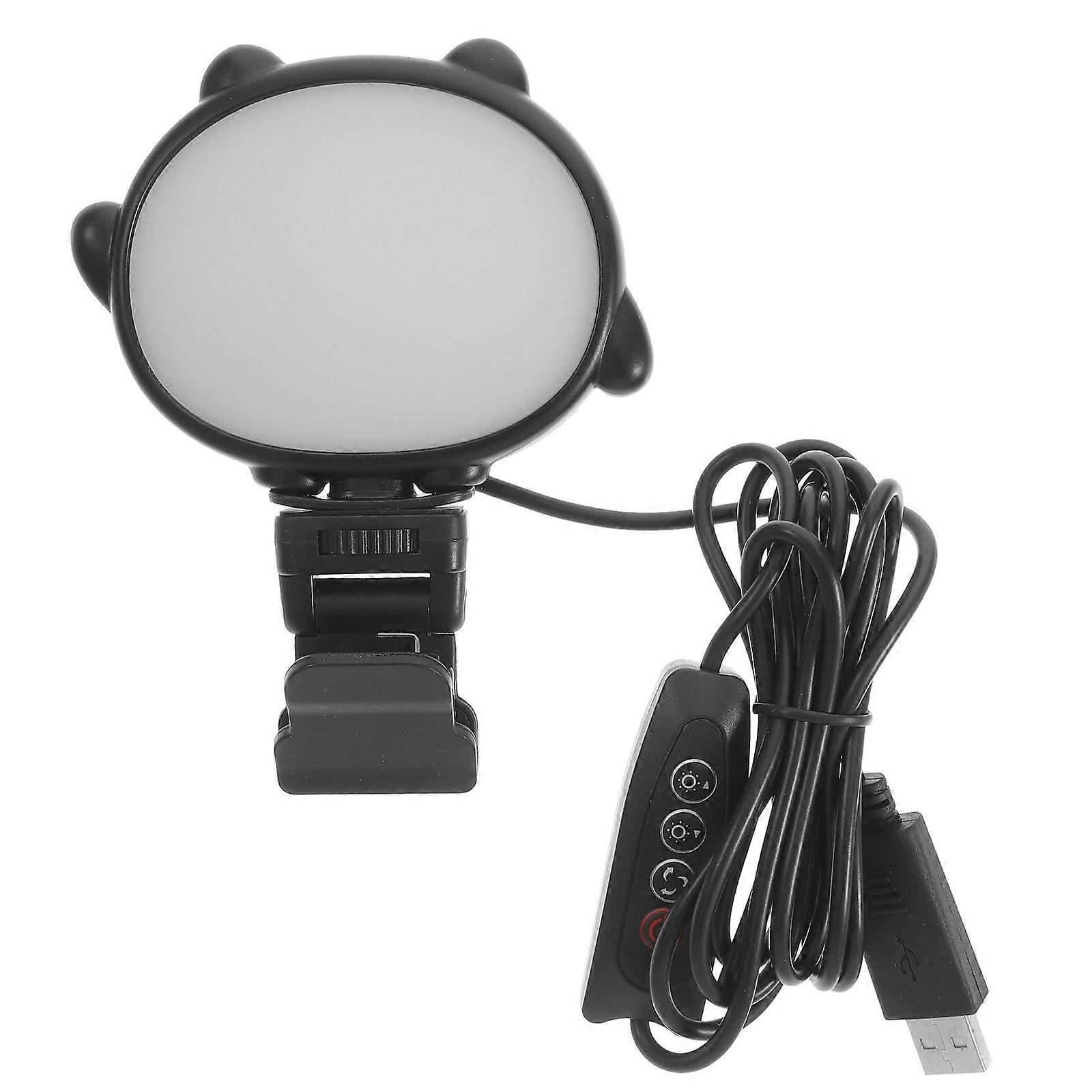 Camera Light Adjustable Brightness 1Set For Live Broadcast Gaming Photography Round Black Clip On Light
