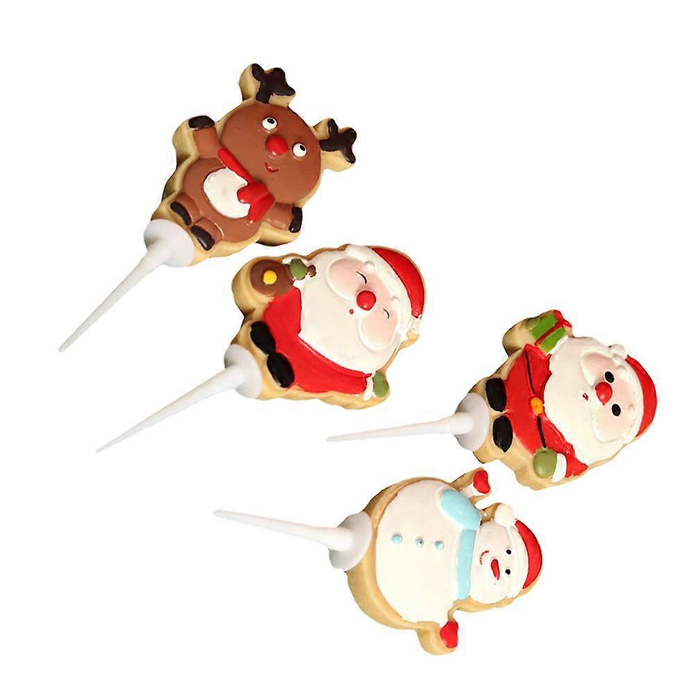 Festive Christmas Party Cake Inserts 4Pcs Colorful Resin Toppers Suitable For Home Baking Events