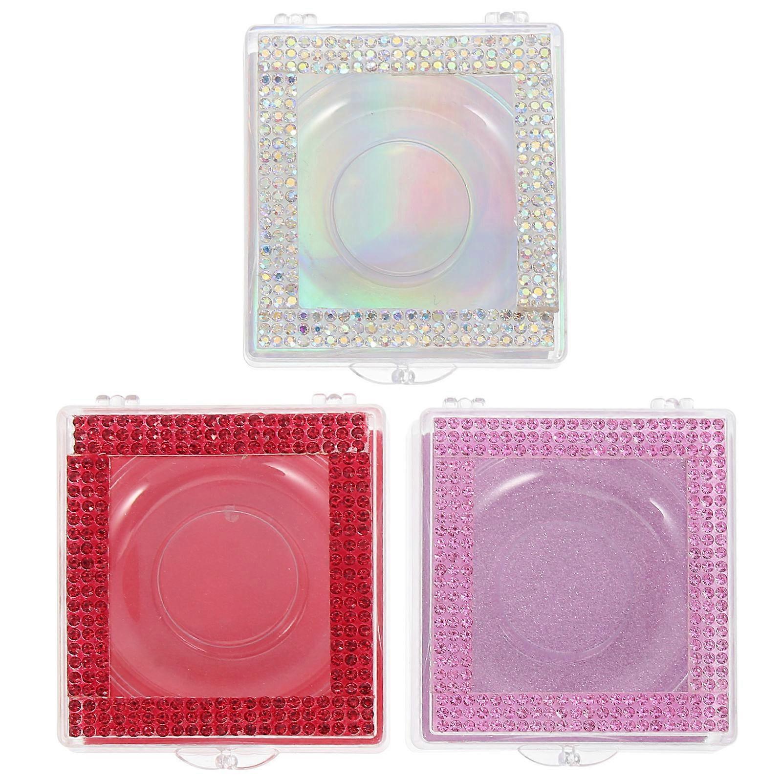 Empty Eyelash Box 3Pcs Assorted Color ABS with Transparent Lid for False Lashes