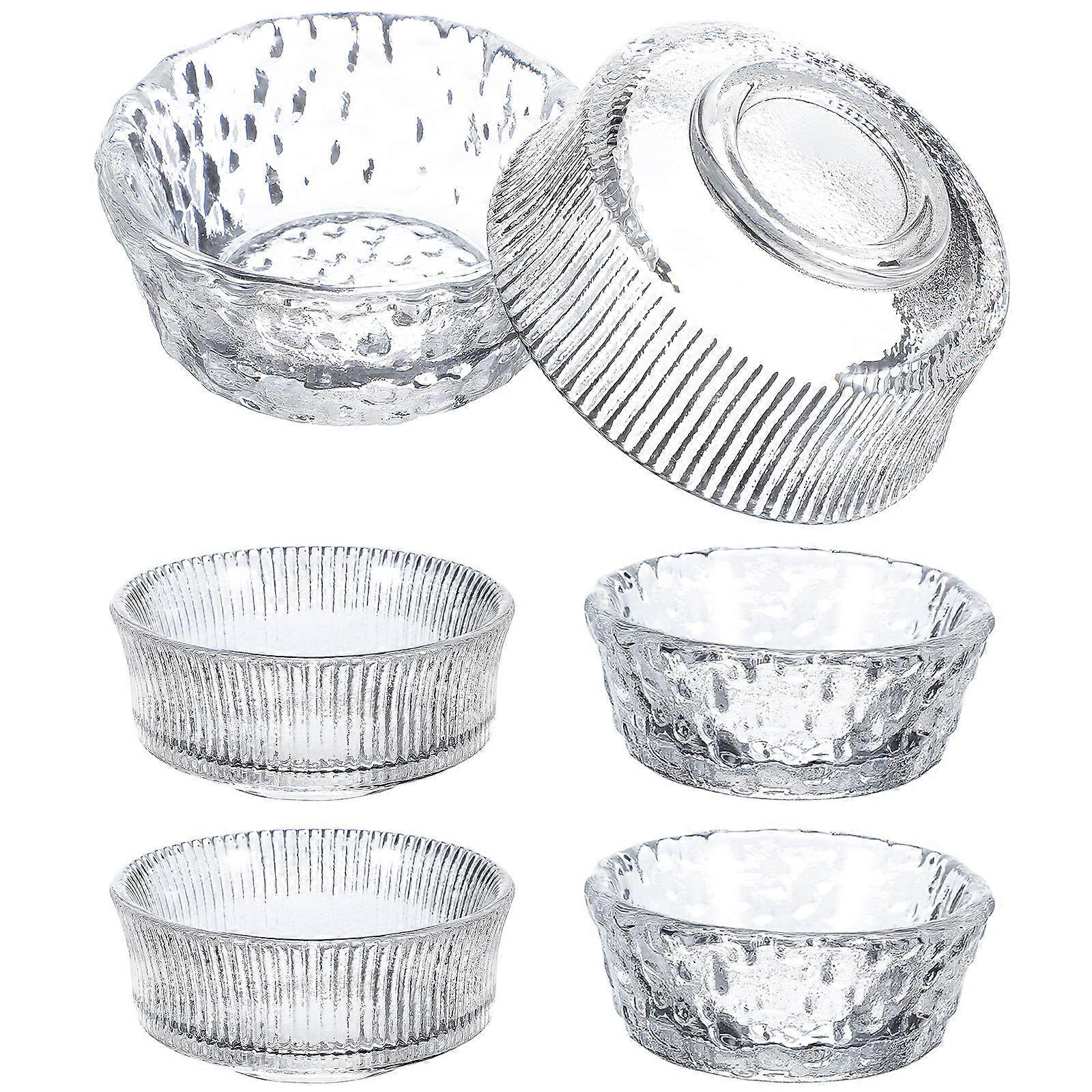 6pcs Small Glass Bowls for Desserts Sauces Snacks Elegant Dipping Bowls Sturdy Kitchenware with Unique Patterns Compact Design