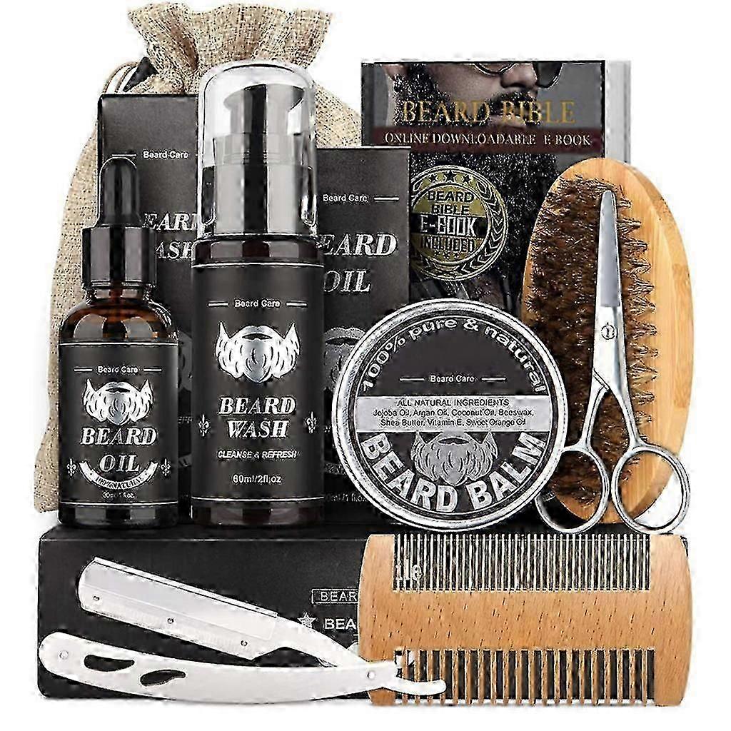 Beard Care Kit for Men-Beard Grooming Kit includes Brush,Comb, Balm,Oil,Scissors-T2