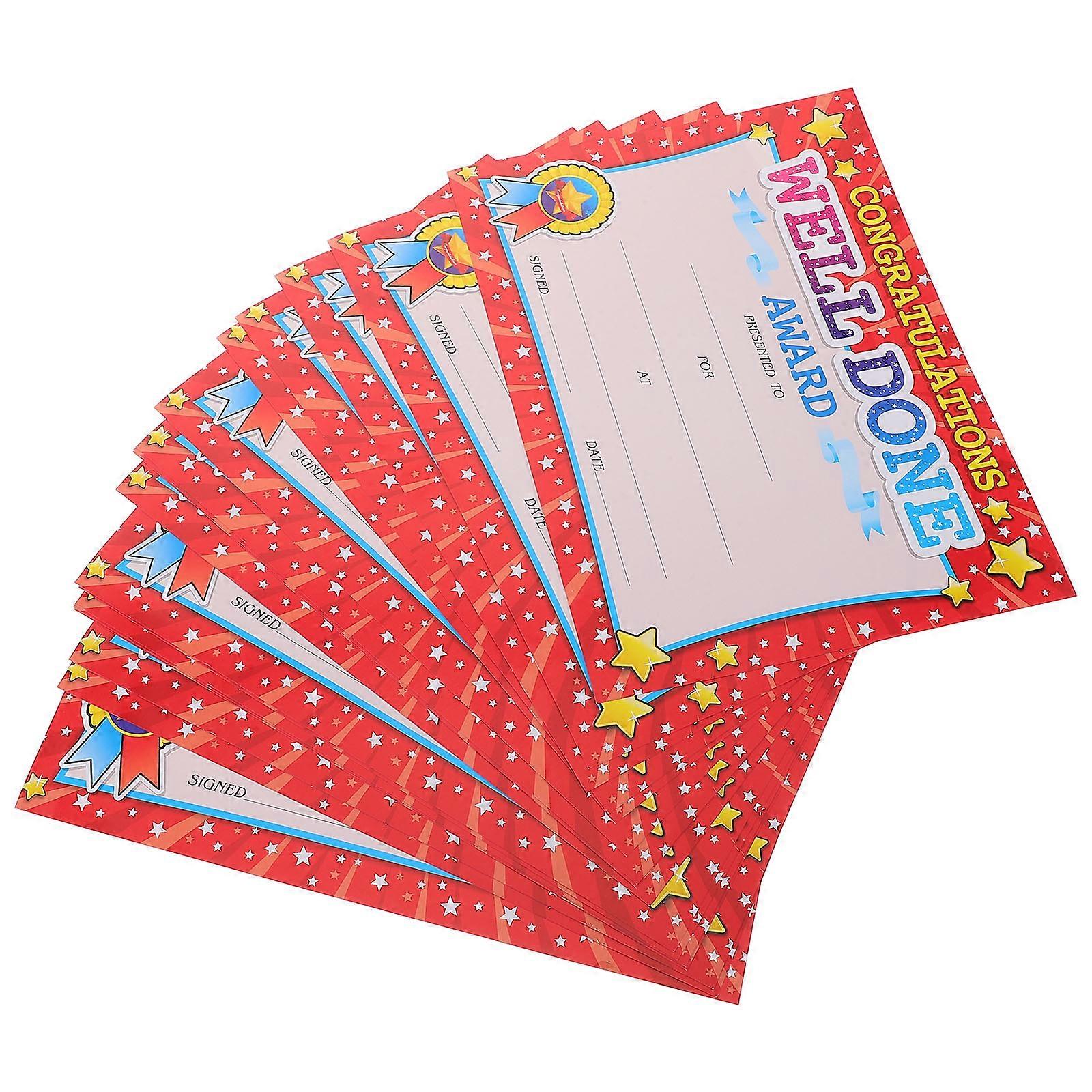 20pcs Colorful Printing Certificates for Students End of School Year Graduation Classroom Supplies