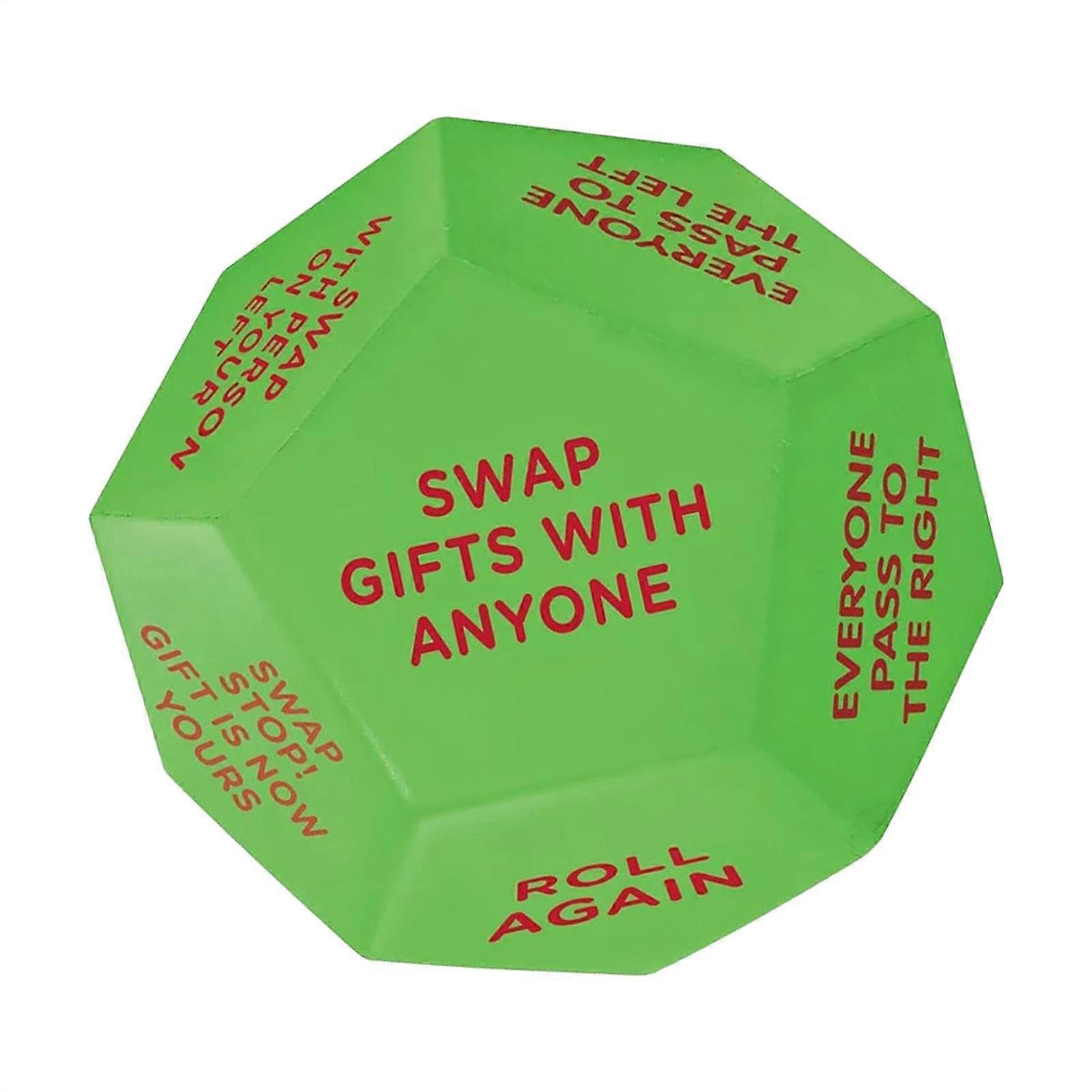 Christmas Exchange Dice Game - 12-Sided Santa Swap Gift Exchange Dice for Family Game Night, Small PU Dice Rolling Fun