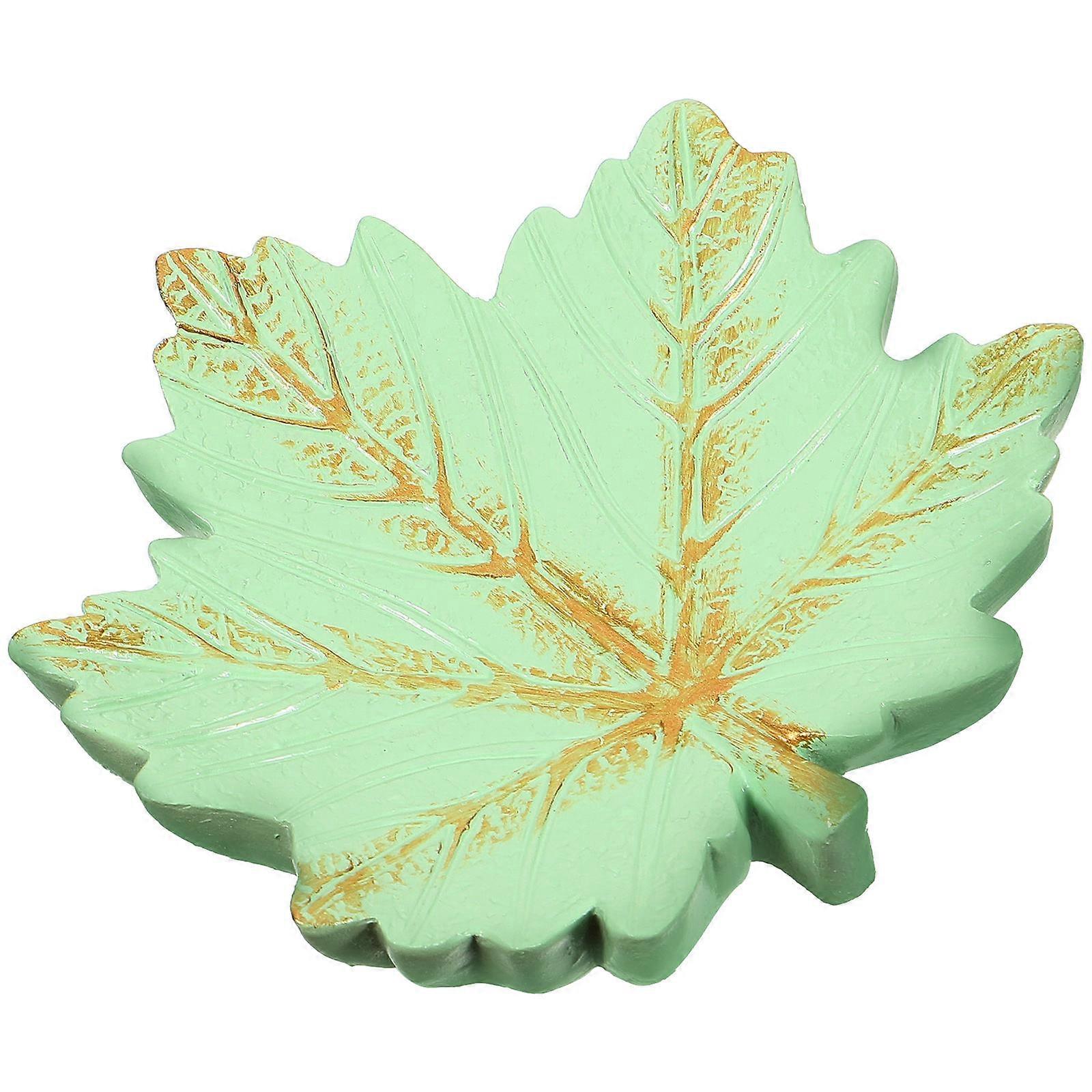 Resin Jewelry Dish Tray for Storage Use with Maple Leaf Shape in Light Green 3.5 x 3.5 Inches