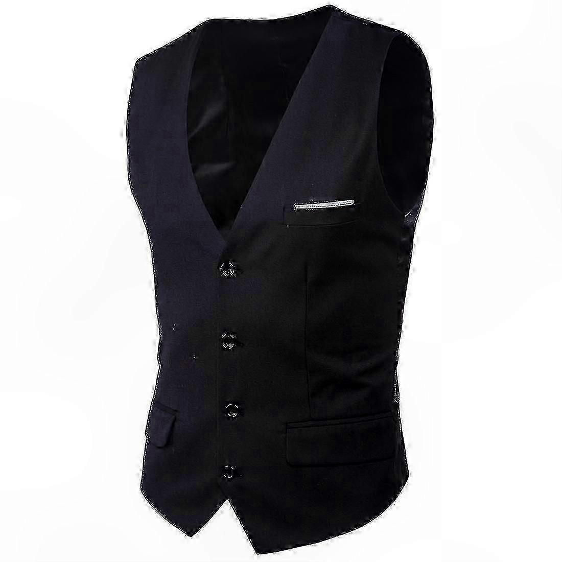 Men's Solid Color Business Waistcoat in Plus Sizes for Formal and Casual Wear