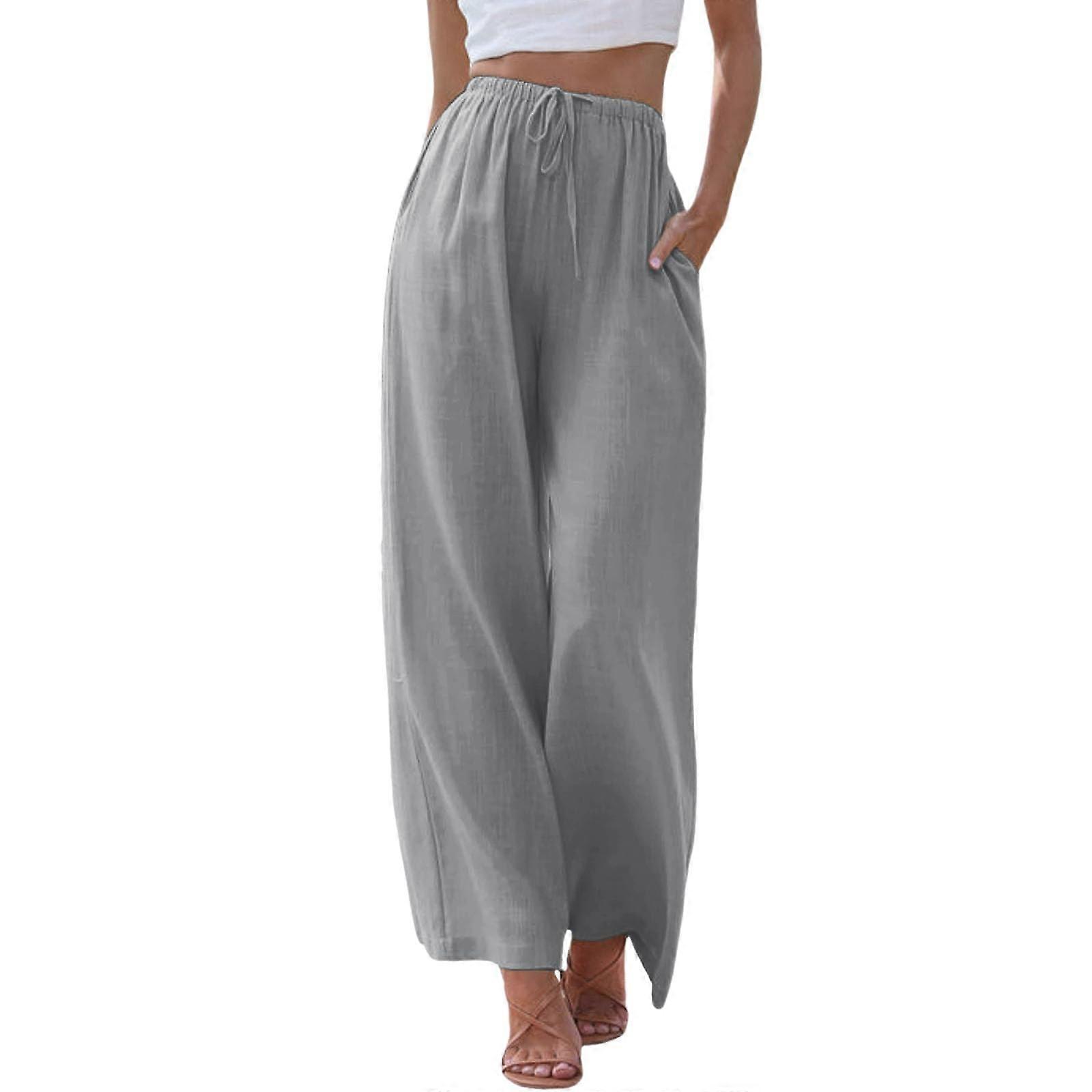 Women's  Waist Loose Trousers Booty Lifting Push Up Pants Stretch Short Sizes Wide Leg Active Leisure Drawstring Lounge Pants L 20240320xxk2395gy1
