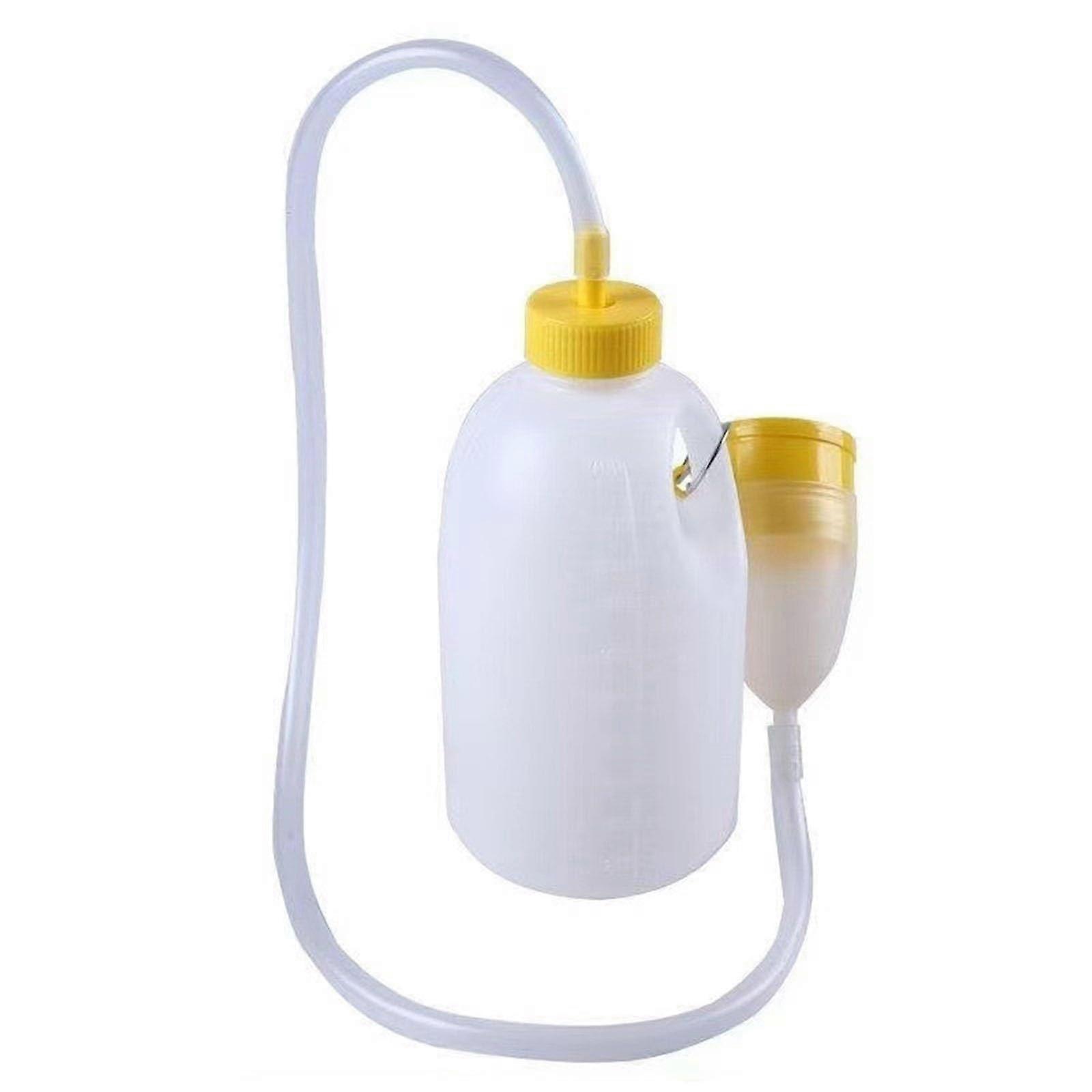 Urine Bottles for Men, Portable Leak-Proof Pee Bottle with Lid and Funnel, 1.6m Tube for Seniors and Incontinence, White