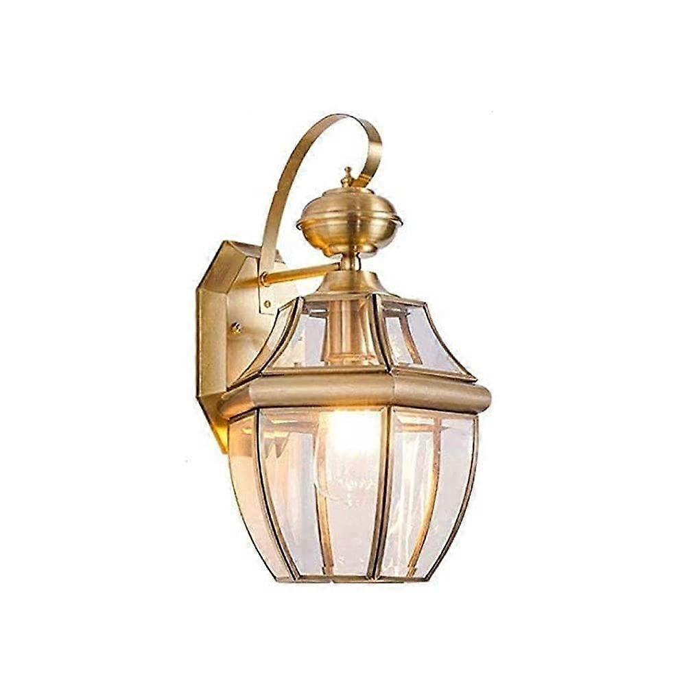 Wall Lantern Outdoor Glass Lantern LED Lamp, Solid Bronze Construction, Waterproof Wall Light, 32 x 18 cm