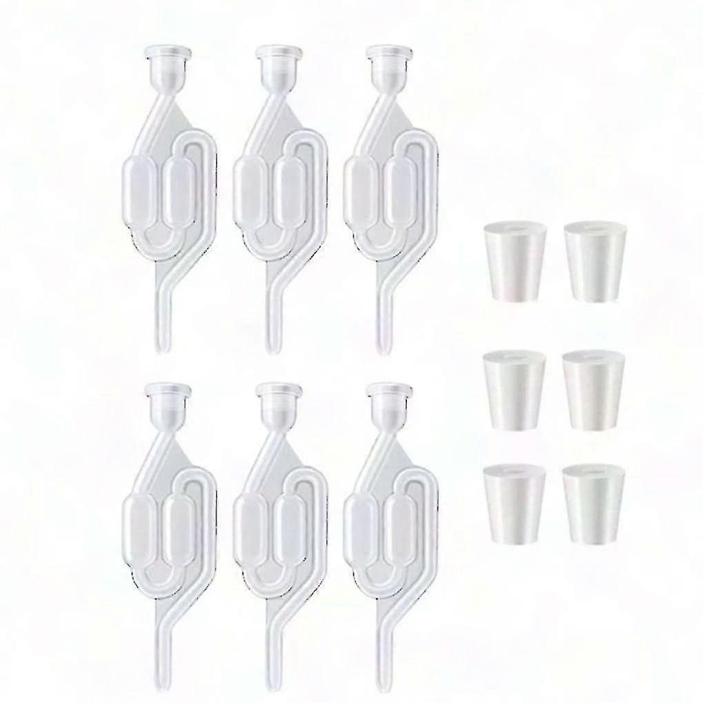 6 S-Shape Exhaust Seal Valve with Rubber Stopper for Wine Making & Beer Brewing - Twin Airlock Glass Fermentation