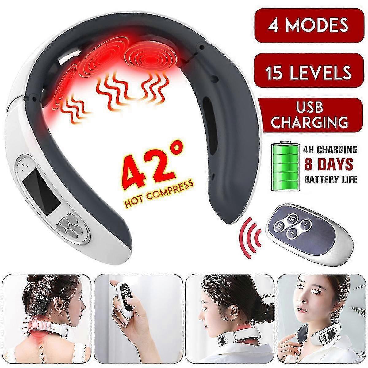 USB Electric Neck Massager - 4 Modes for Relaxation & Pain Relief with Remote Control