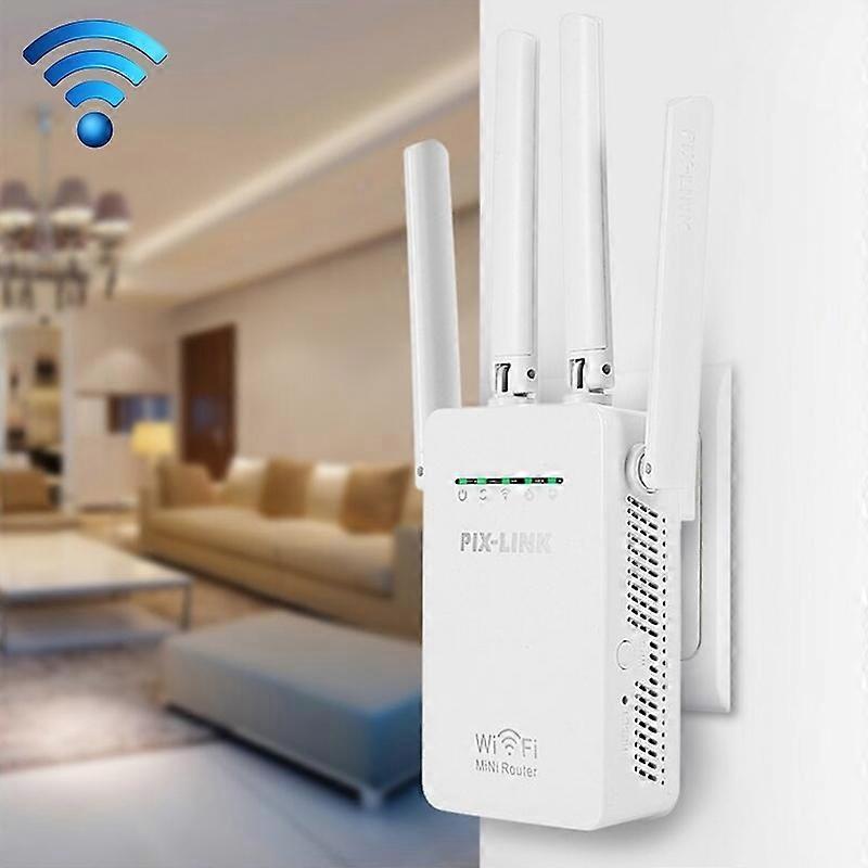 Wireless Smart WiFi Router Repeater with 4 WiFi Antennas UK Plug White