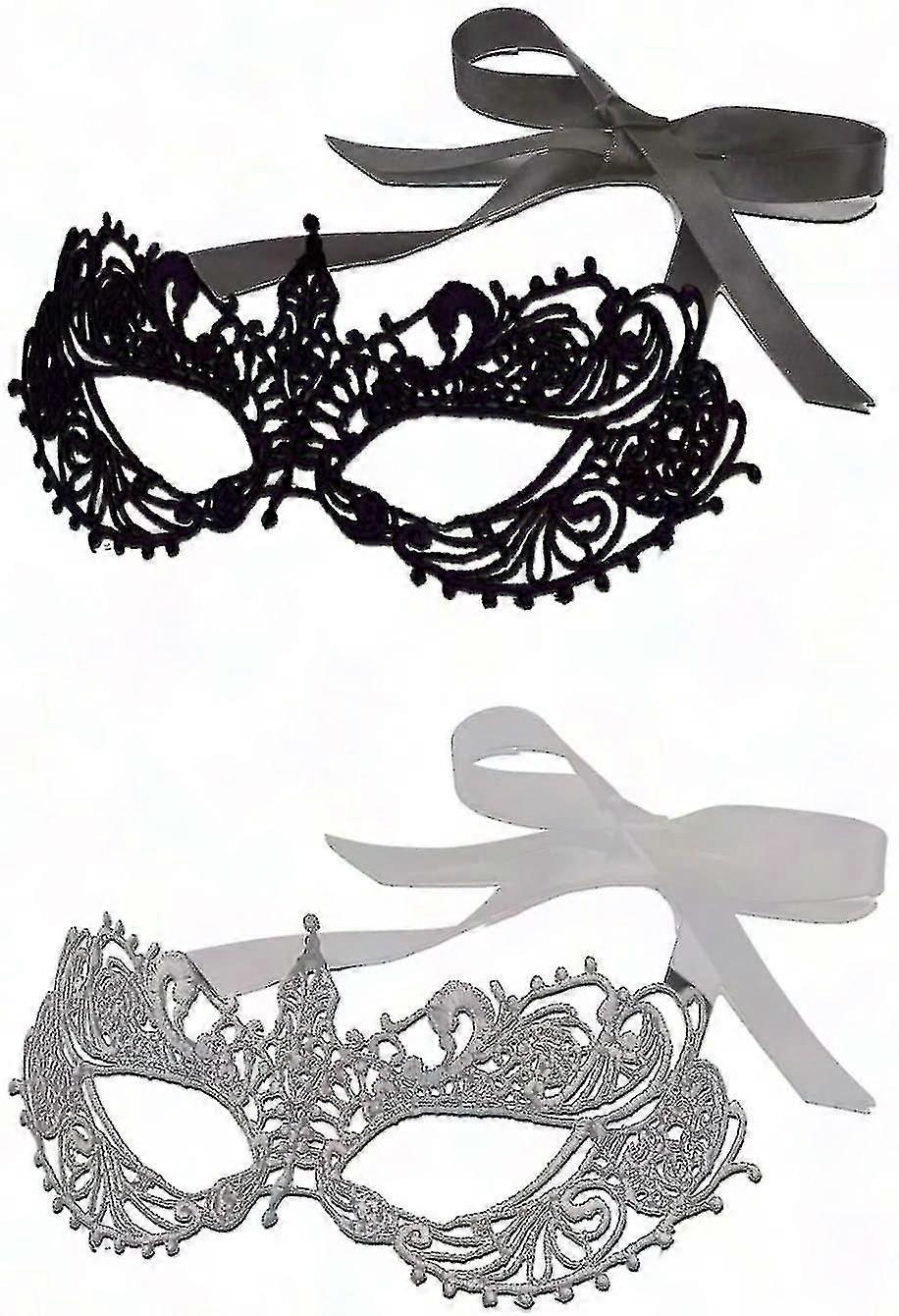 Halloween Masquerade Ball Mask (Black & Silver 2-Pack)