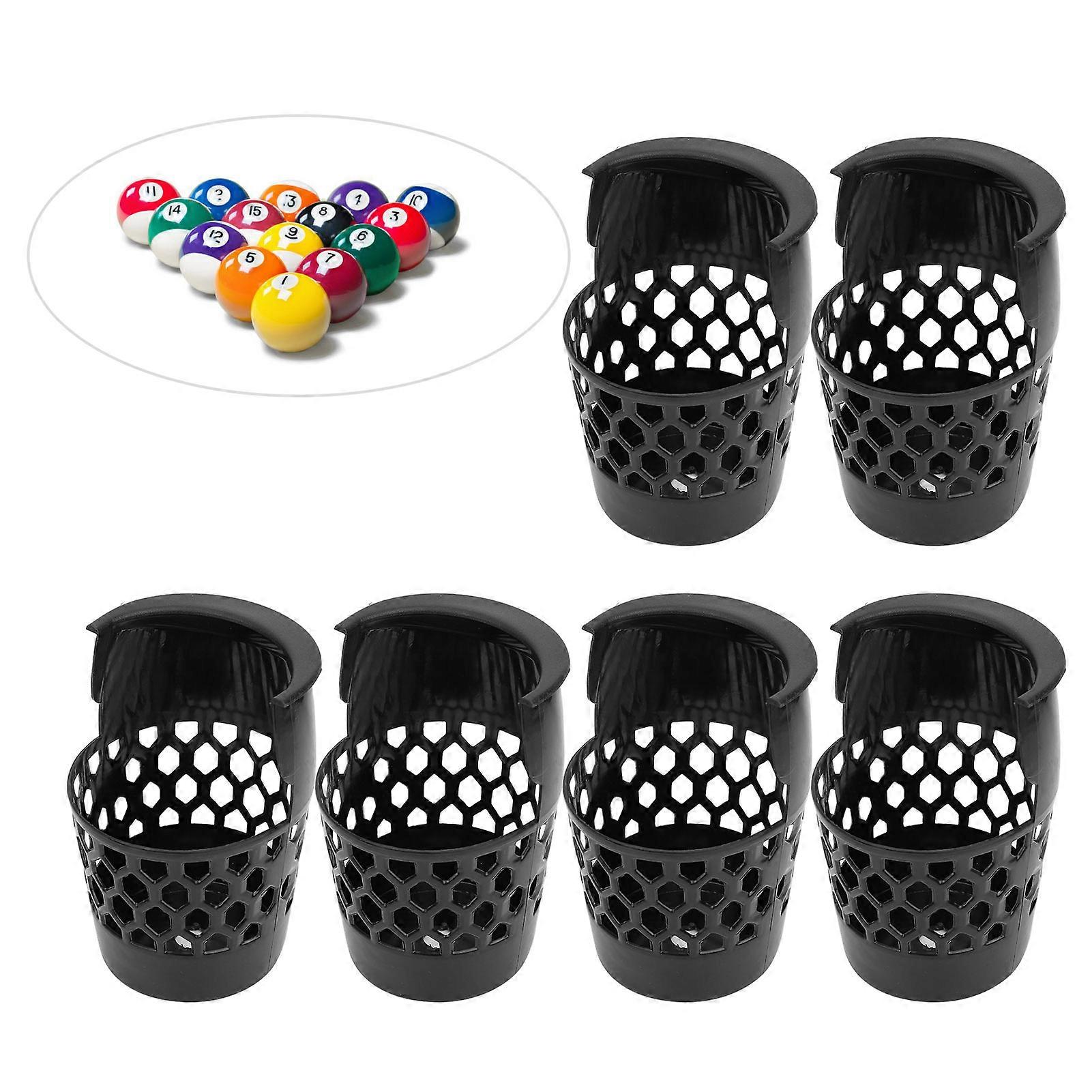 6Pcs Black Plastic Billiard Ball Storage Pockets 20cm x 13.5cm