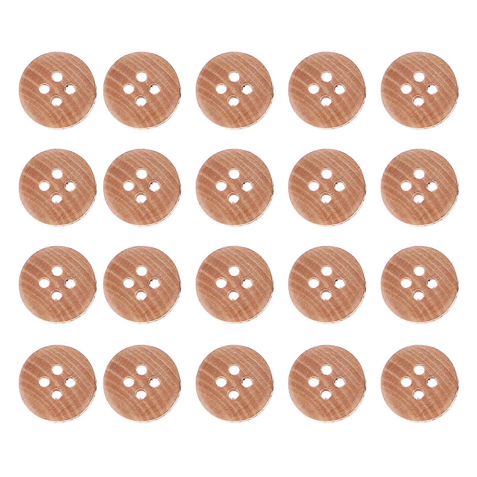 Wood Buttons Four Hole for Art and Craft Projects Natural Light Brown 50Pcs