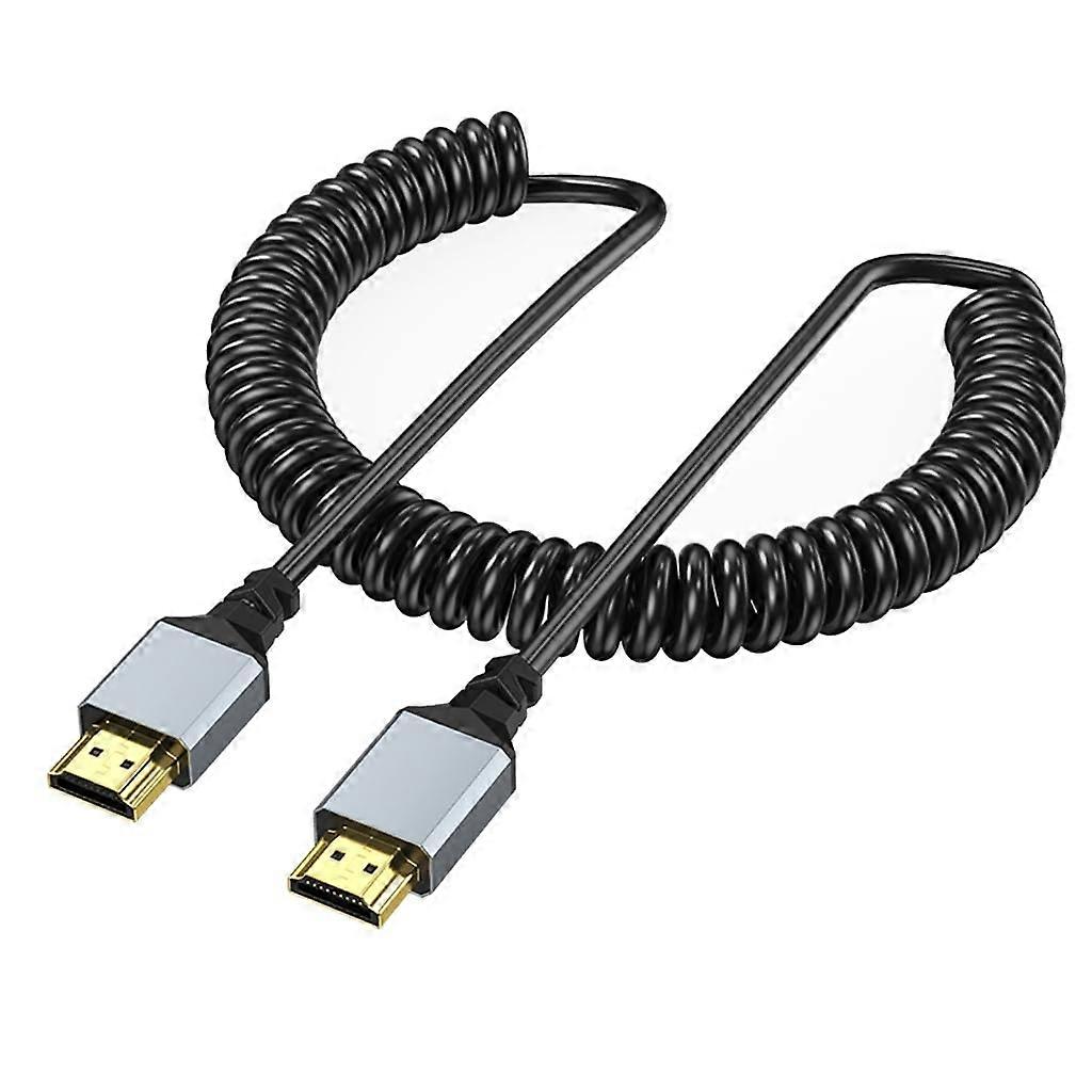 High Speed HDMI Cable 2.0 Spring Coiled Right Angle Male to Male for 4K TVs and Computer Monitors 6 Feet
