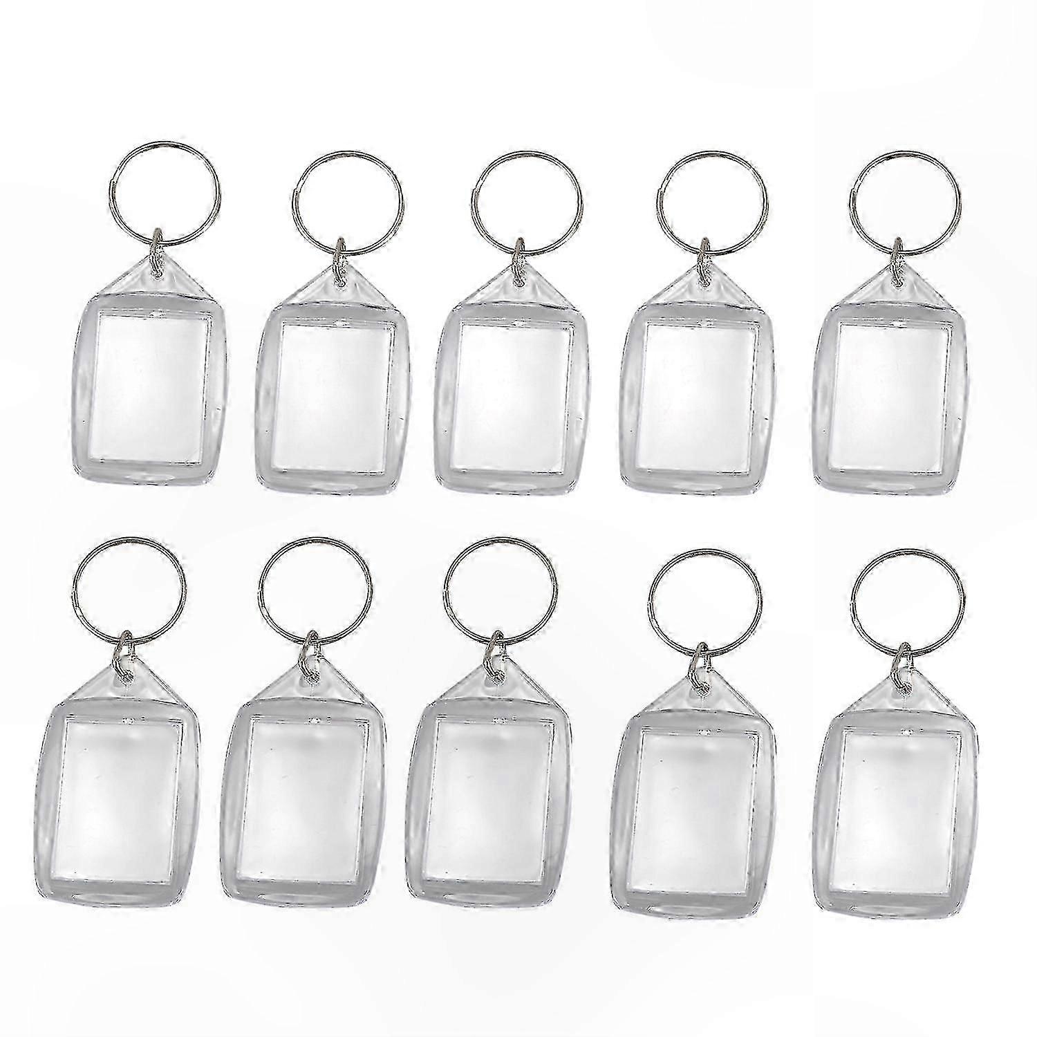 Clear Acrylic Keychains with Keyfob, 10 Pack Passport Photo Insert Compatible Keyrings