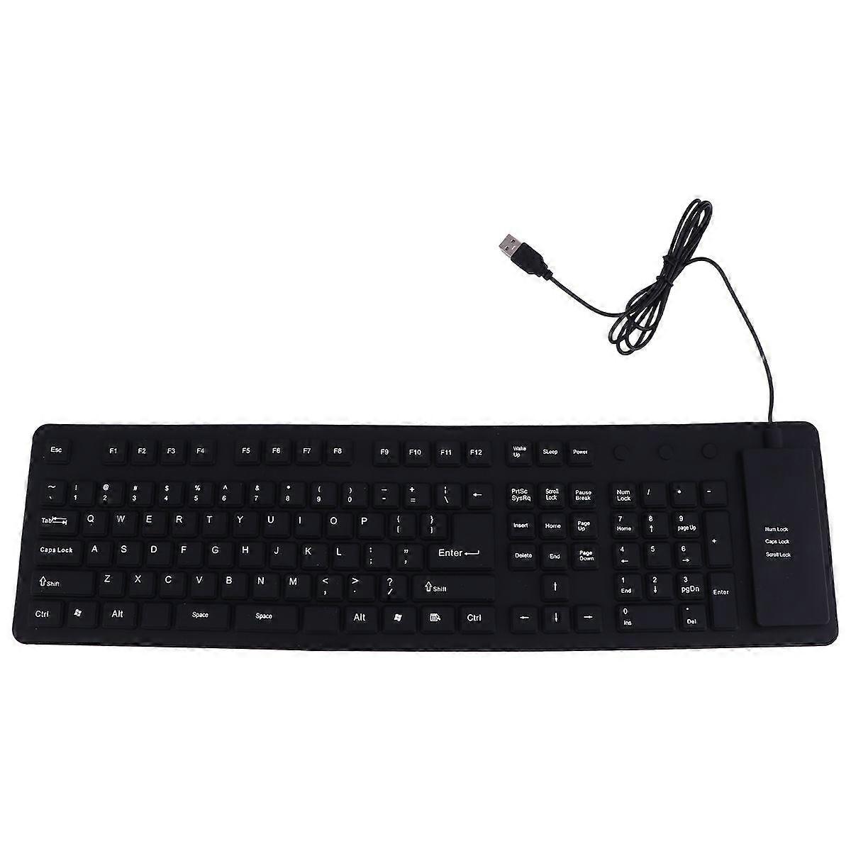 Roll Up USB Keyboard Silicone Washable Oil-proof Keyboard