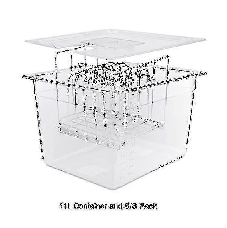 Stainless Steel Sous Vide Rack And 11l Sous Vide Cooker Containers Sets Detachable Dividers Separator For Immersion Circulators(,rack N 11l Container)