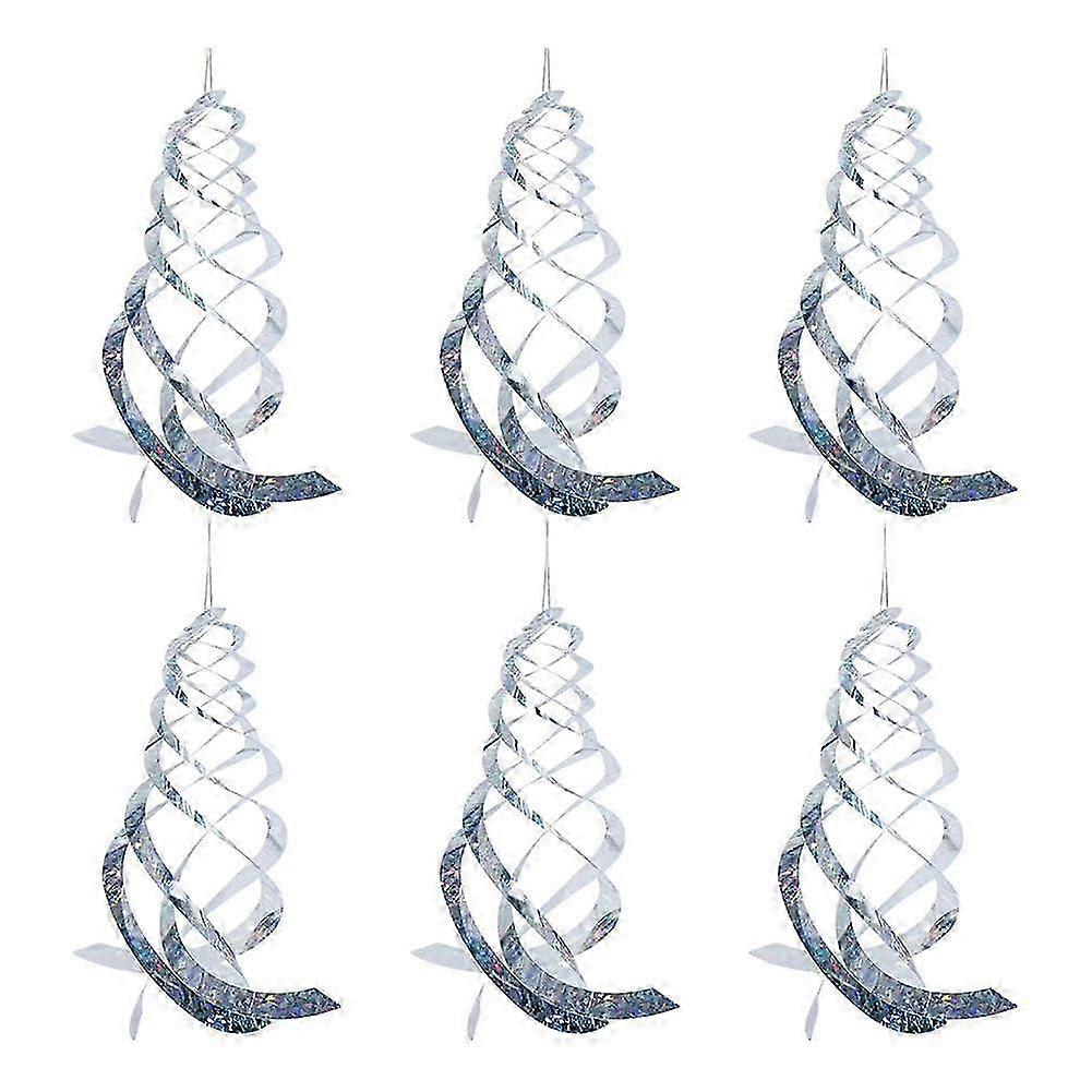 Specht deterrent, reflective, ornament, spiral device, 6 pieces, hanging bird scarer, silver spiral reflectors, easy tallation, simple to use 2025