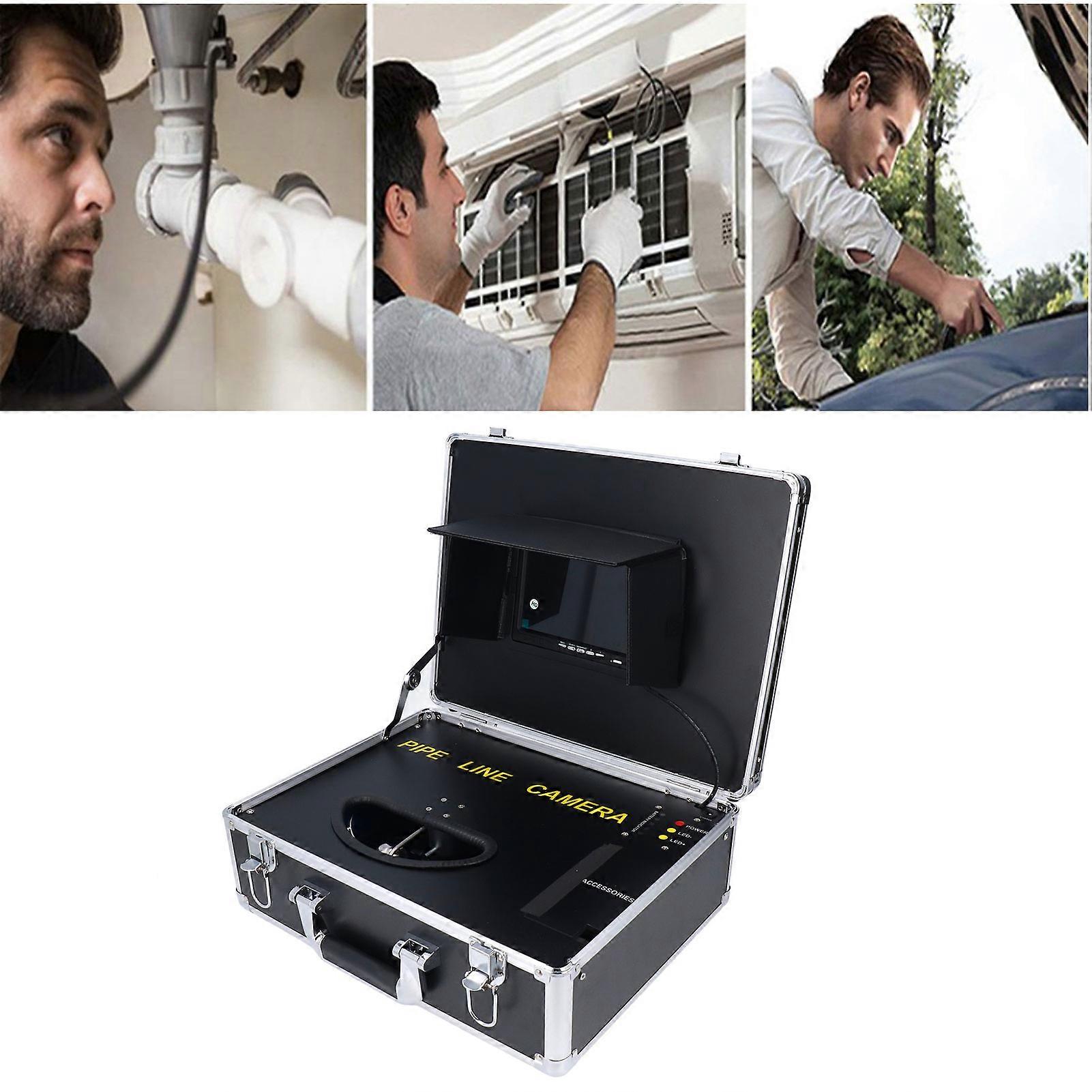 7 Inch 1080P Sewer Camera with 12 LED Lights, 30m Cable, US Plug