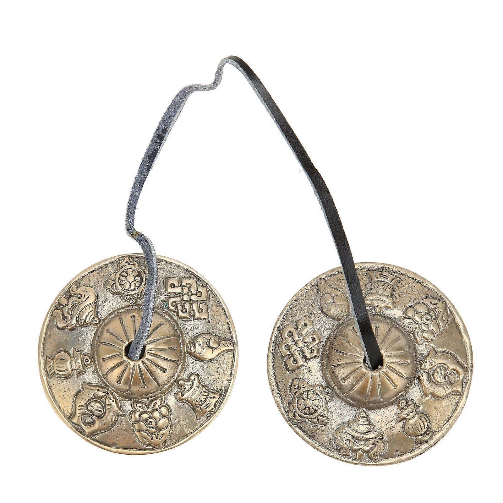 Tibetan Cymbals Auspicious Patterns Good Luck Powerful Sound Penetration Handcraft Tibetan Bells