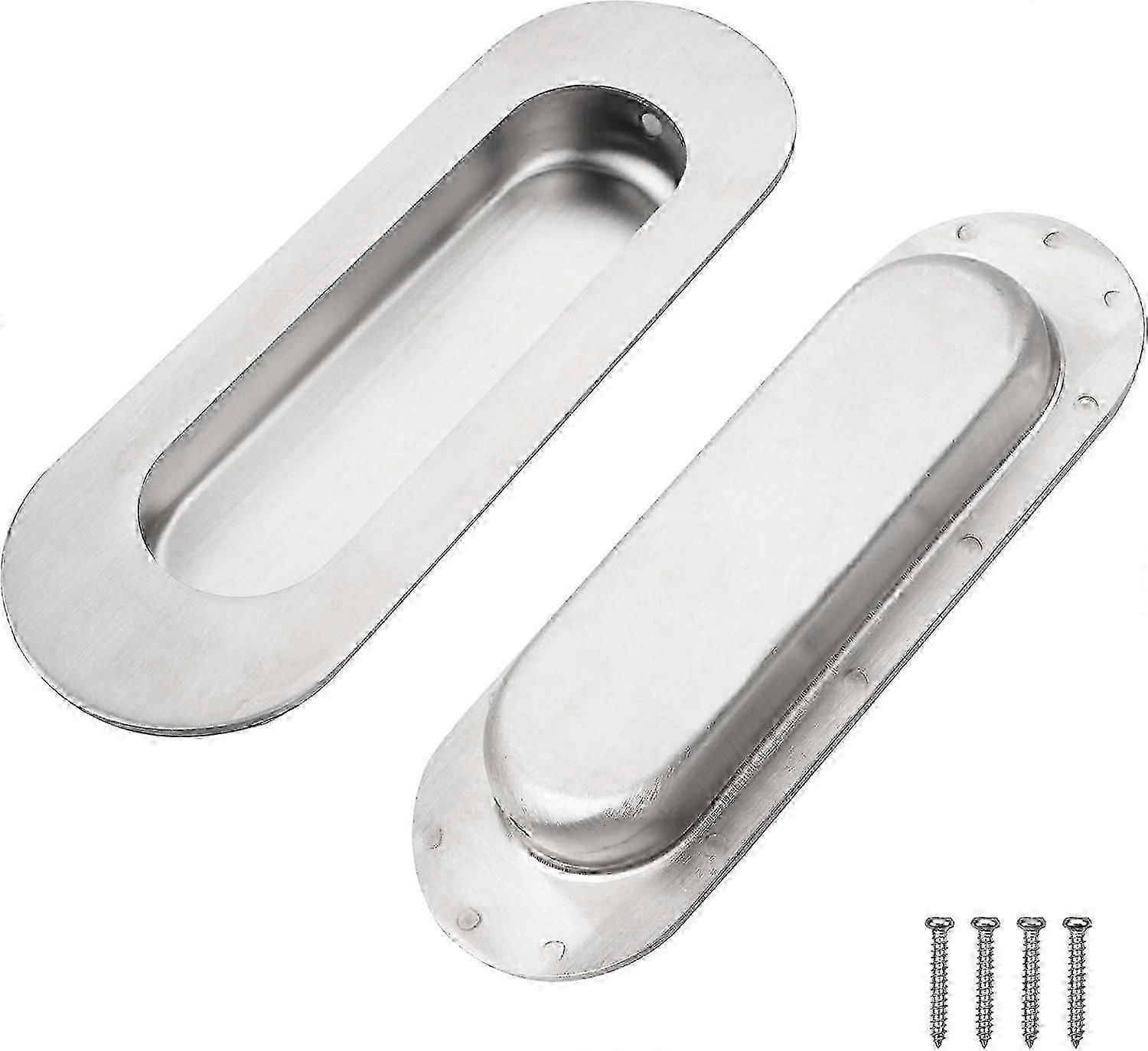 2pcs Recessed Sliding Door Handle Recessed Sliding Door Handle Pull Handle Durable Stainless Steel Recessed Handle With 4 Screws For Cabinet Door Cupb