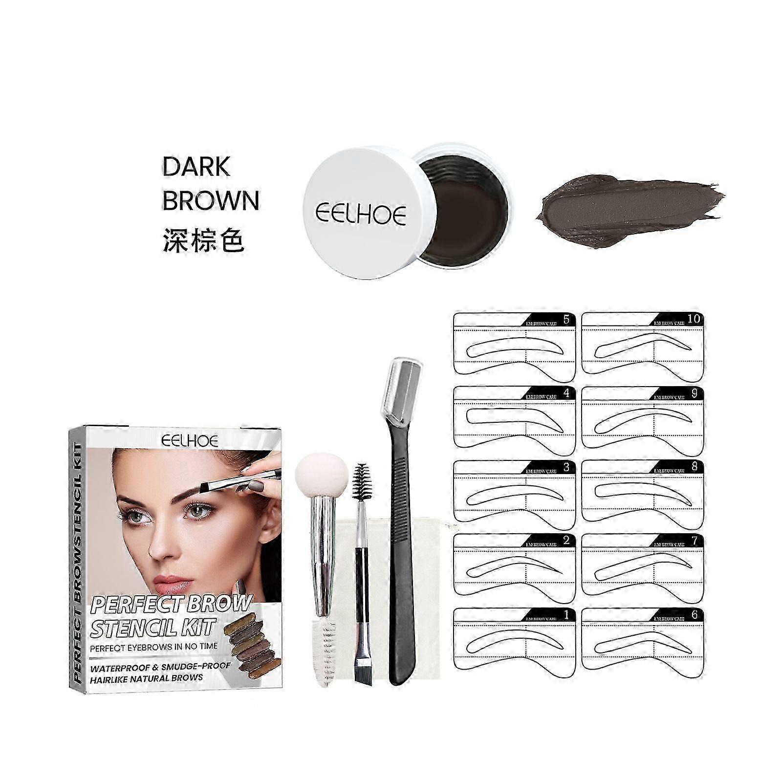 Waterproof Perfect Brow Stencil Kit - Easy, Smudge-Free Eyebrow Cream for Natural 3D Brows