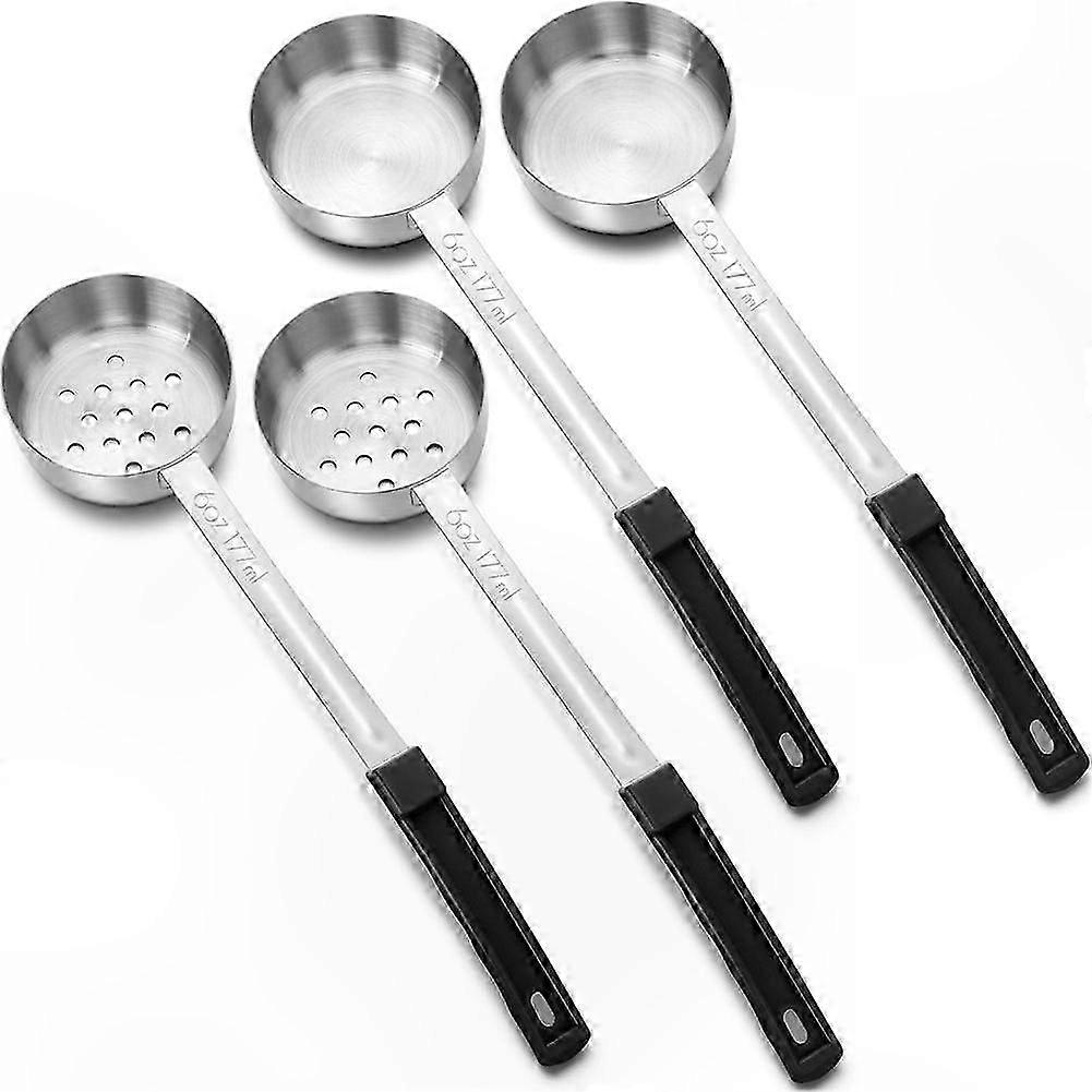 Set of 4 Serving Spoons with Portion Control, 6oz Ladle and Slotted Scoops for Easy Meal Management
