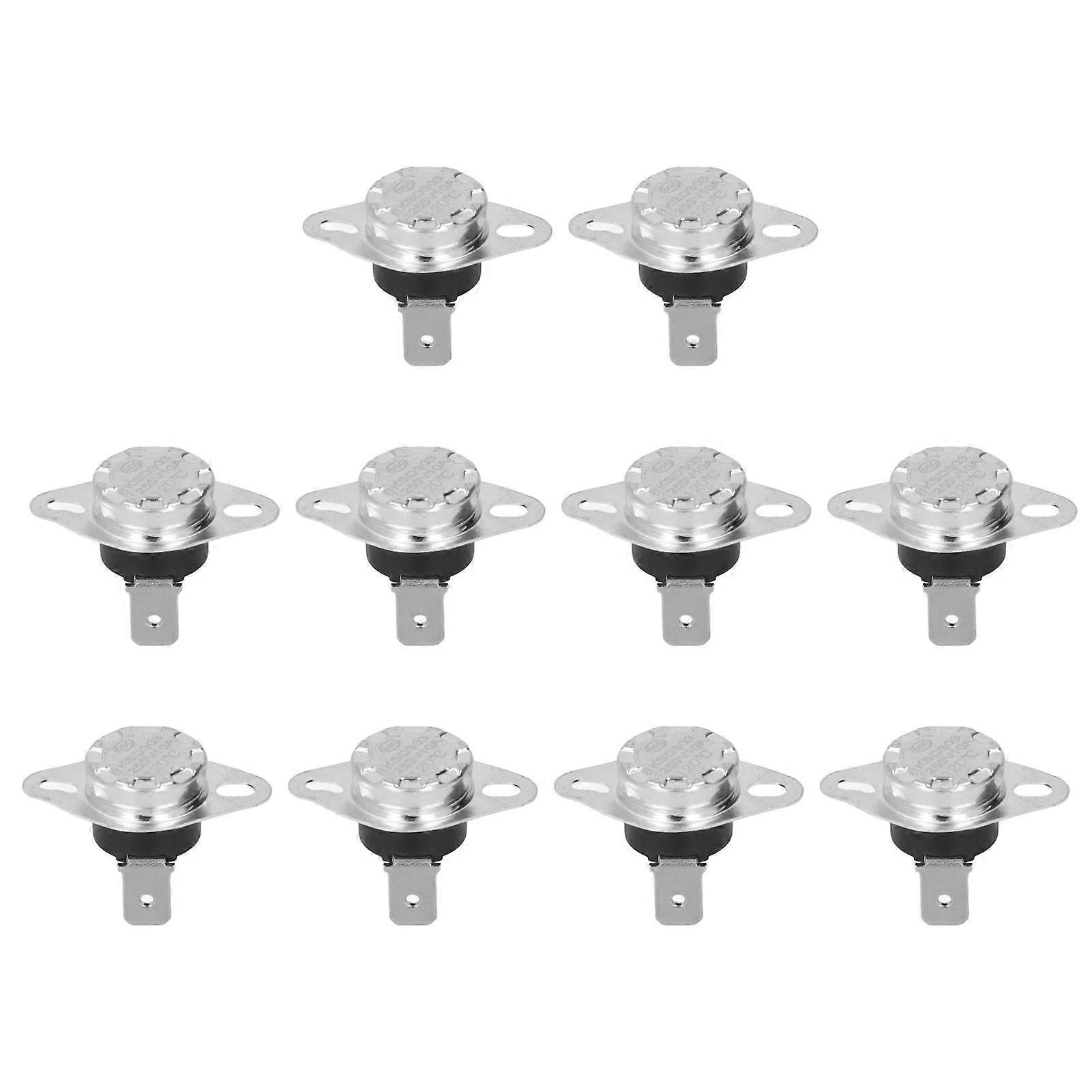 10Pcs Thermostat Thermal Switch Manual Hand Reset Bimetallic Chip Temperature Control Switch 10A 250V