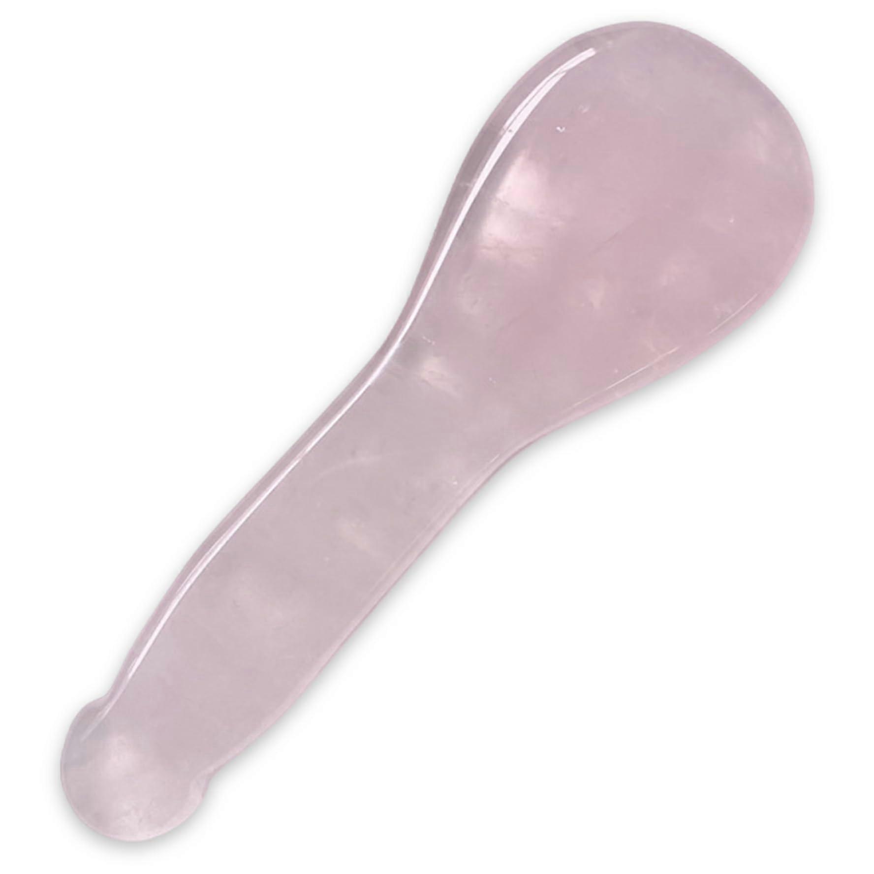 Gua Sha Jade Stone and Rose Quartz Facial Massager Tool, 4 Inch Spoon Shape for Jawline Shaping and Skin Care Routine