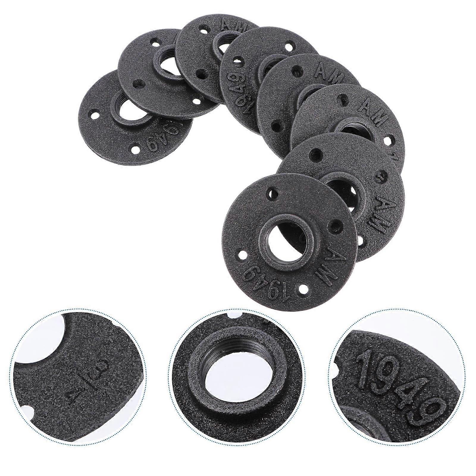 Floor Flange Cast Iron Pipe Fittings 8Pcs Malleable for Home Projects