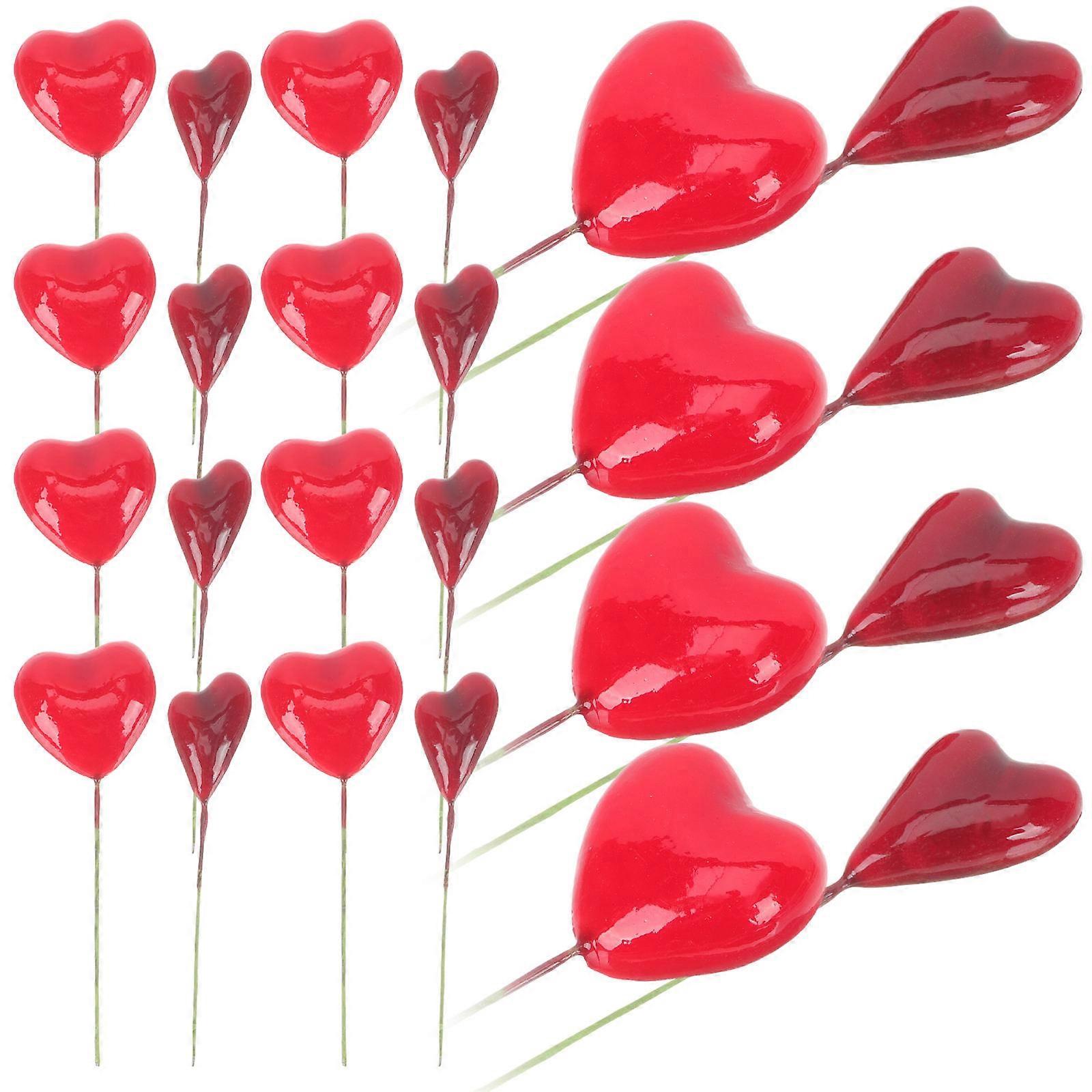 Heart Shaped Cake Picks for Decoration Use 40Pcs Red Foam Inserts